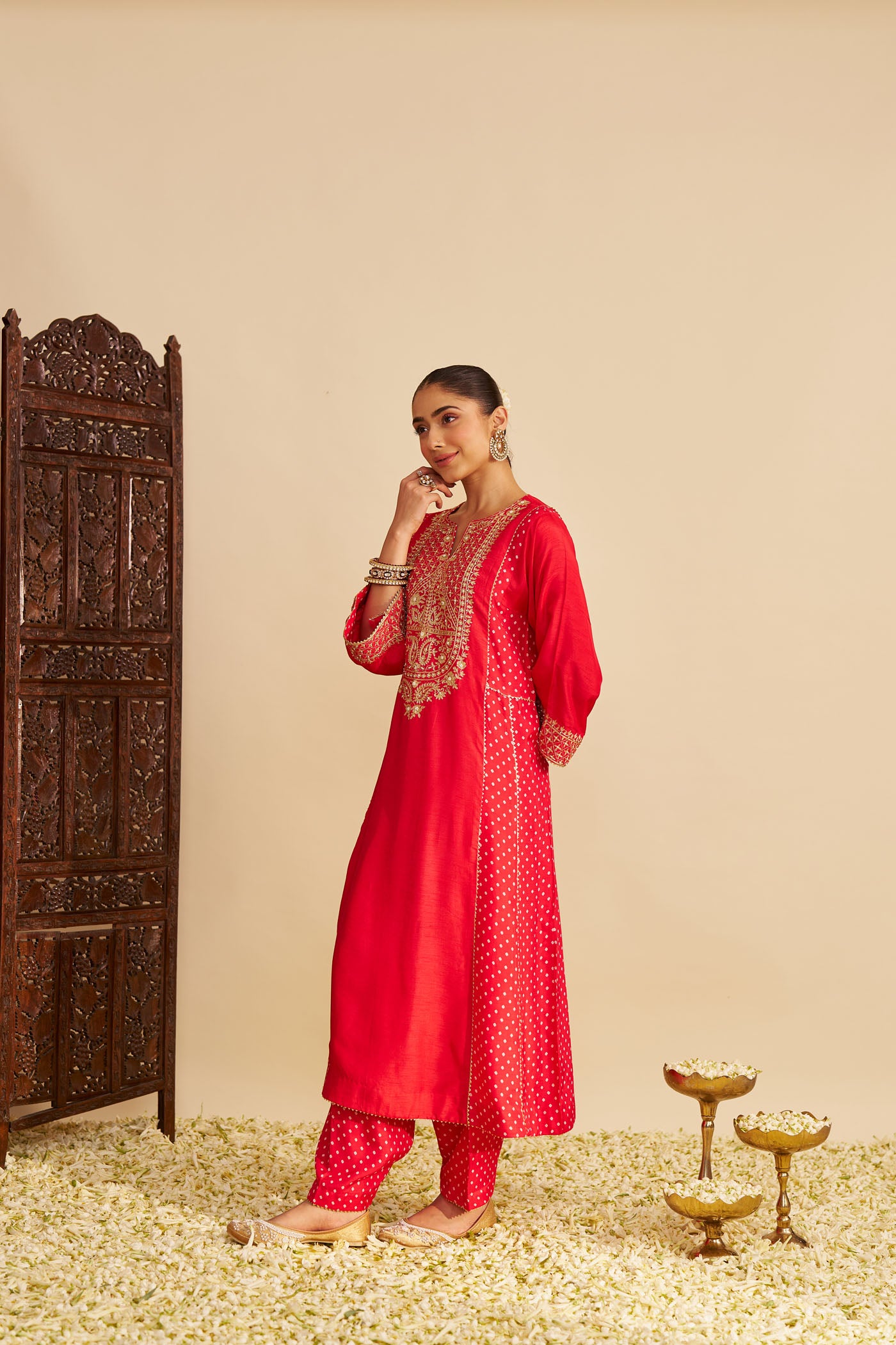 ESRA - RED LONG CHAUGA WITH SALWAR