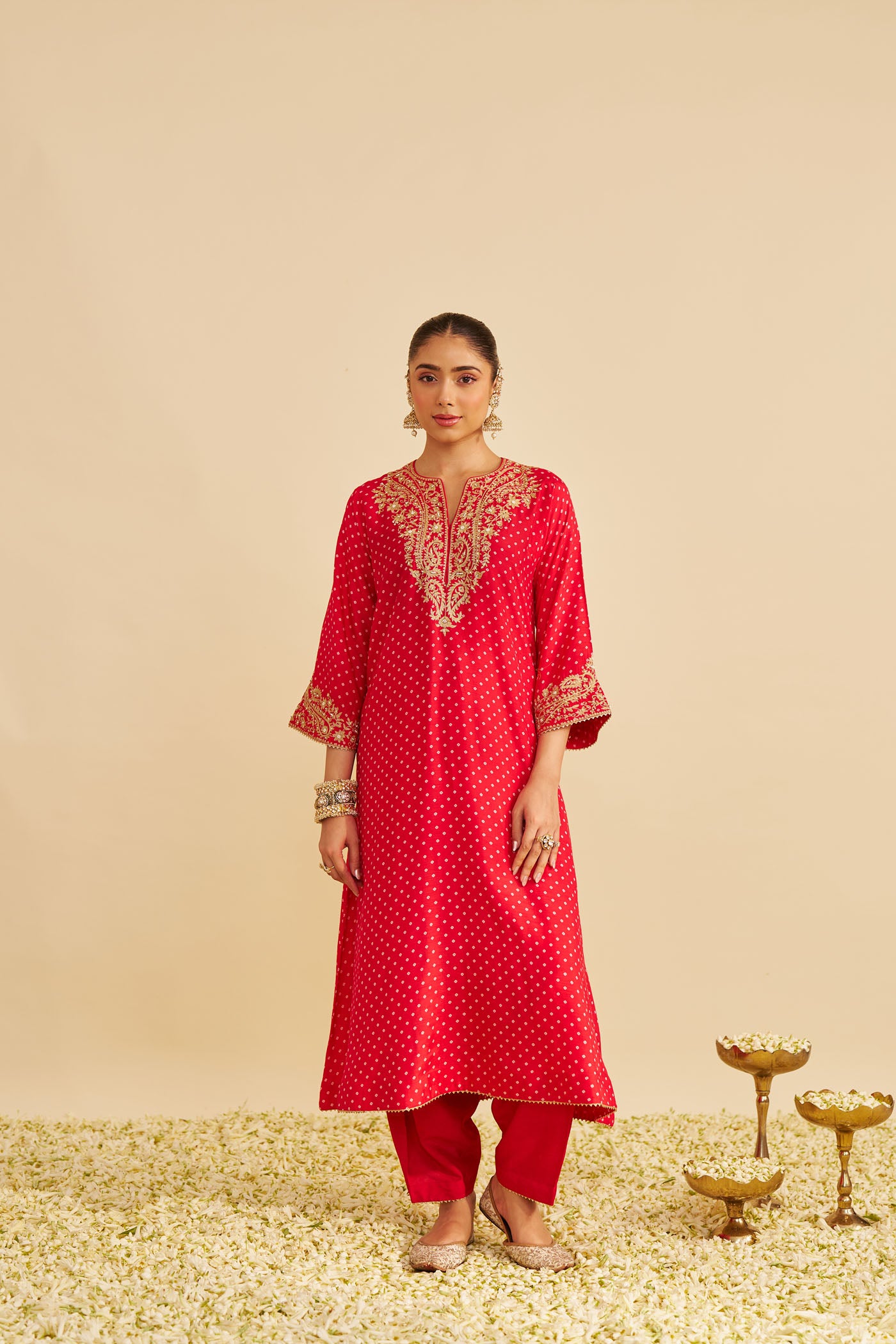 SHEZIA - RED LONG CHAUGA WITH SALWAR
