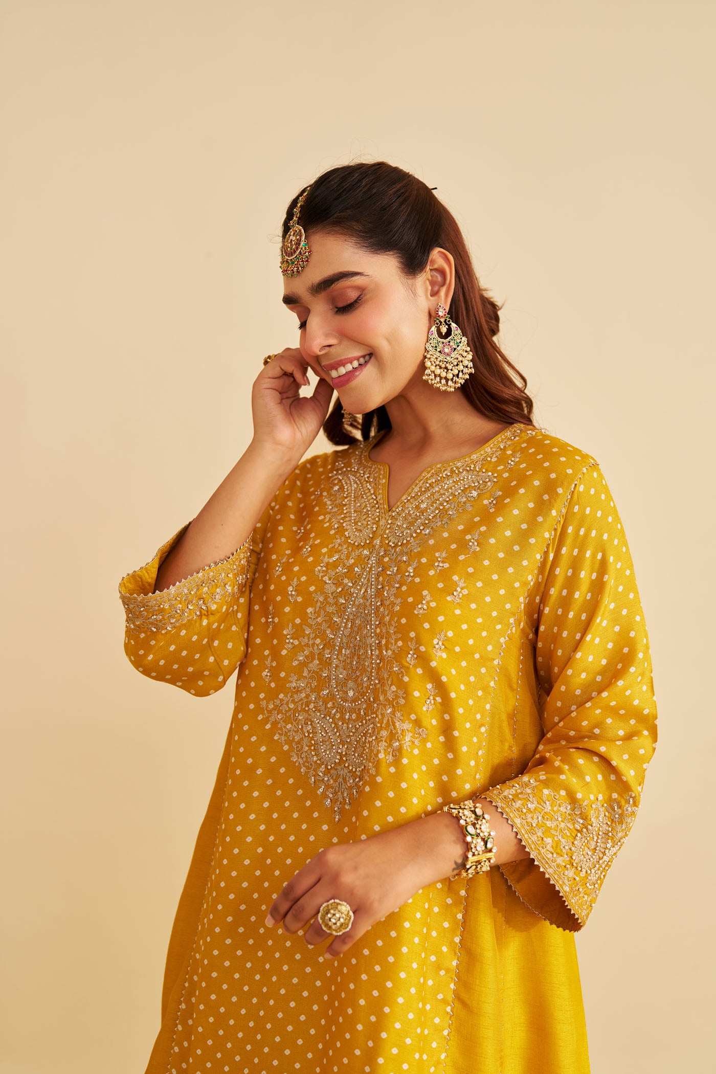 KAYRA - MUSTARD SHORT GATHERED CHAUGA WITH SALWAR