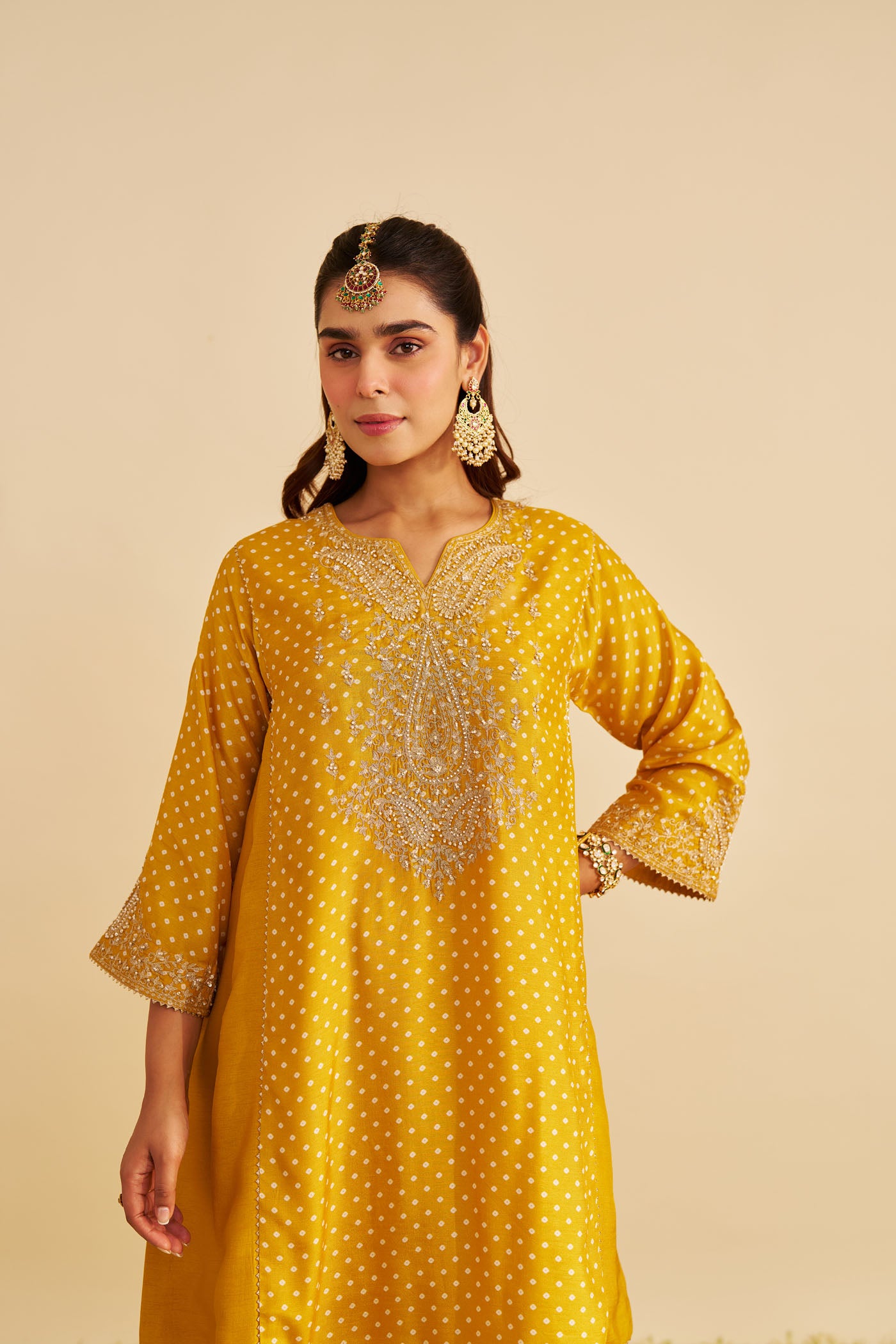 KAYRA - MUSTARD SHORT GATHERED CHAUGA WITH SALWAR