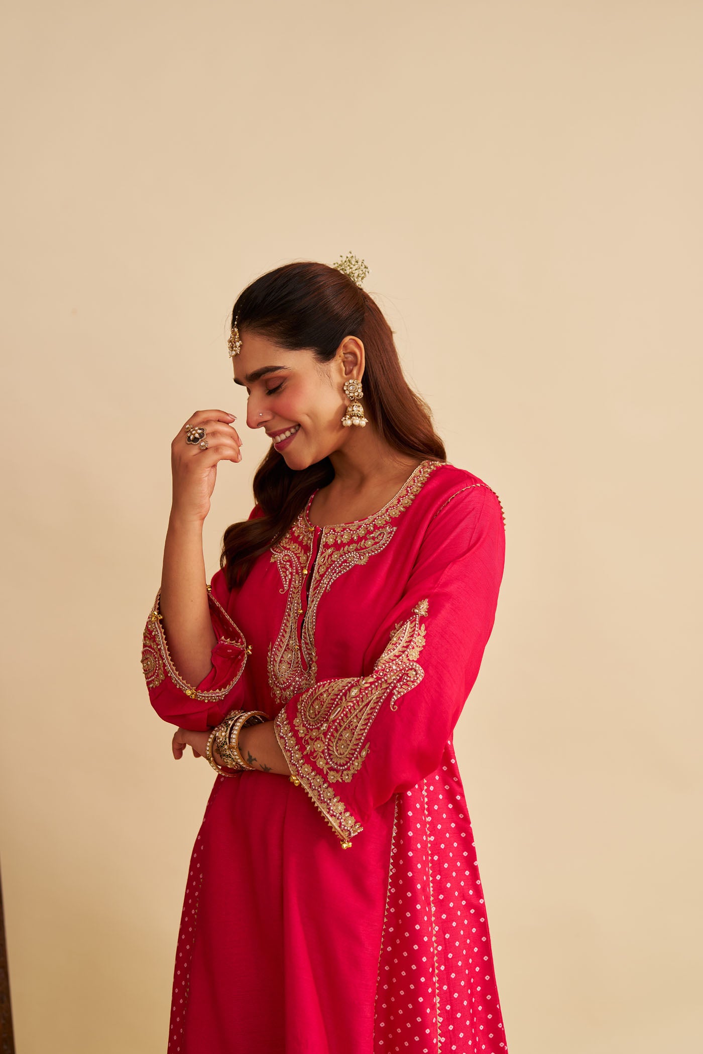 JERIAH - HOTPINK SHORT CHAUGA WITH SALWAR