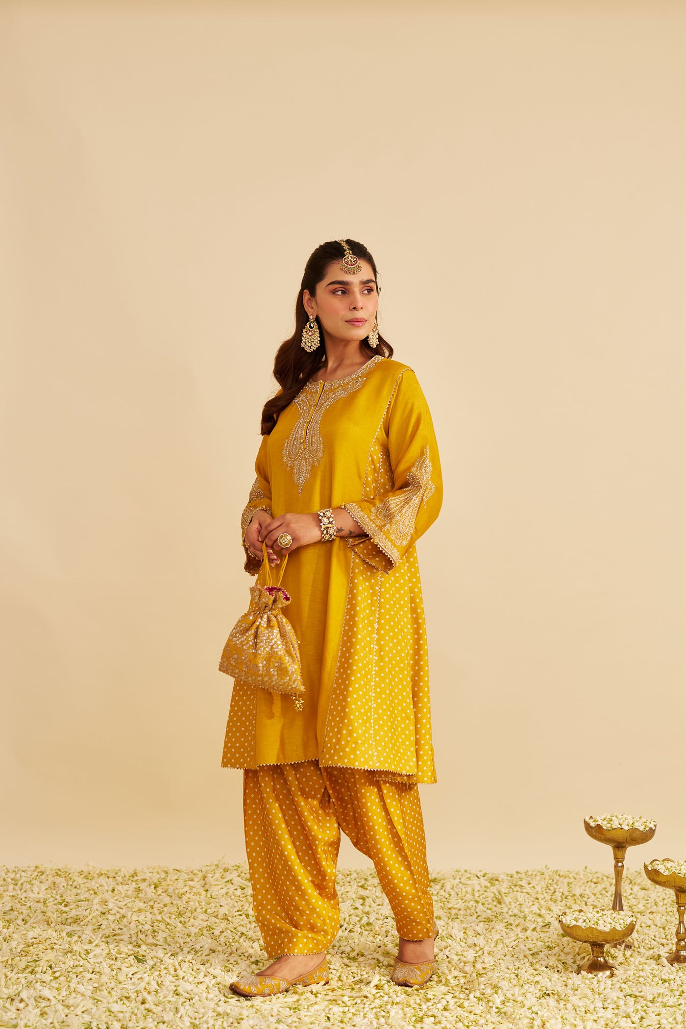 JERIAH - MUSTARD SHORT CHAUGA WITH SALWAR