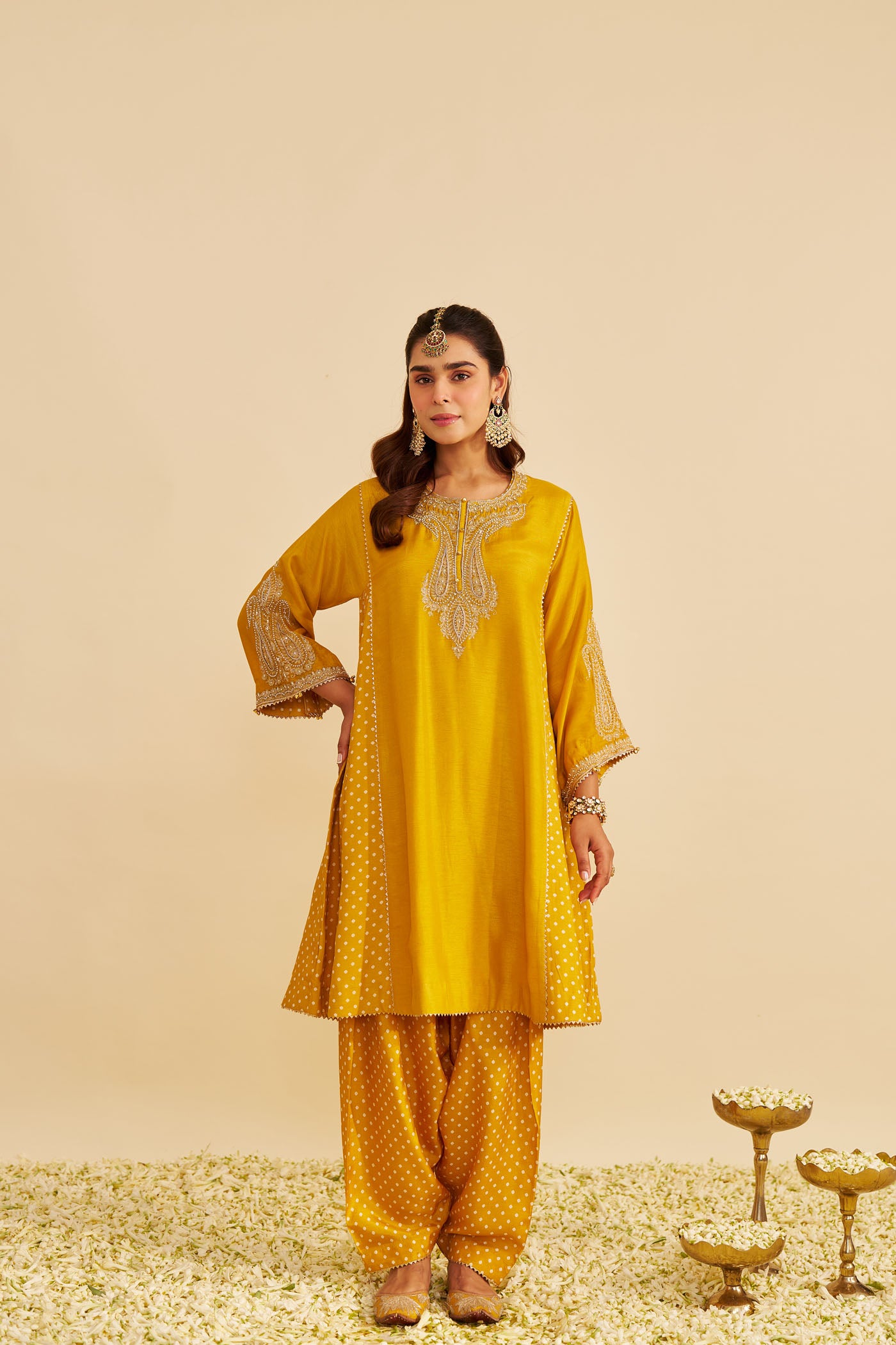 JERIAH - MUSTARD SHORT CHAUGA WITH SALWAR