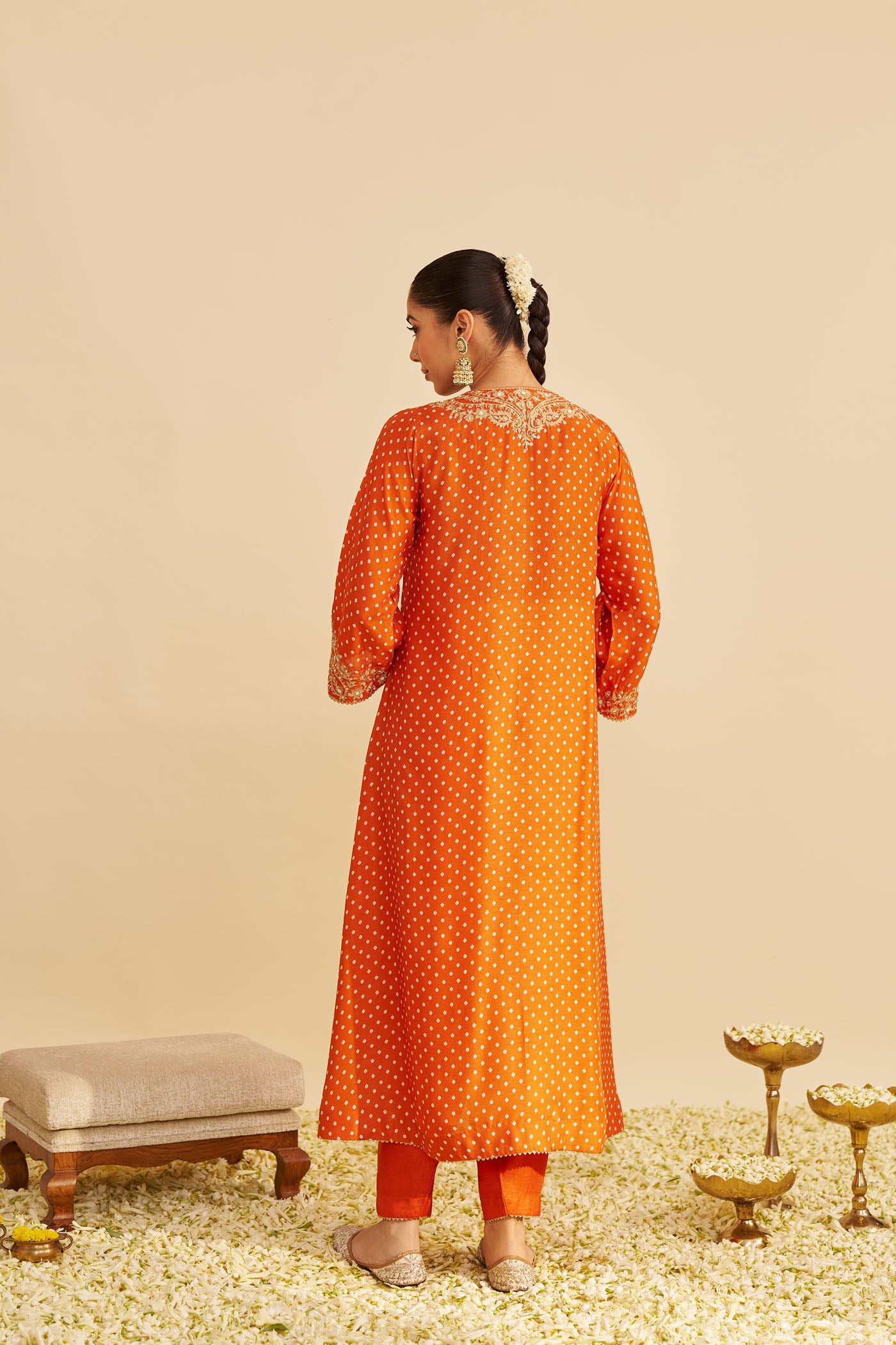 SHEZIA - ORANGE LONG CHAUGA WITH SALWAR