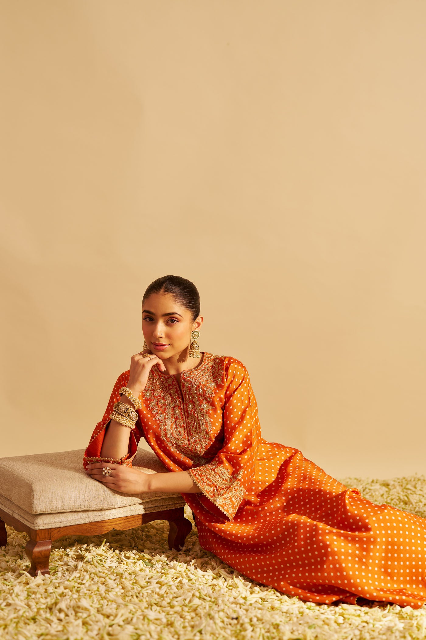 SHEZIA - ORANGE LONG CHAUGA WITH SALWAR