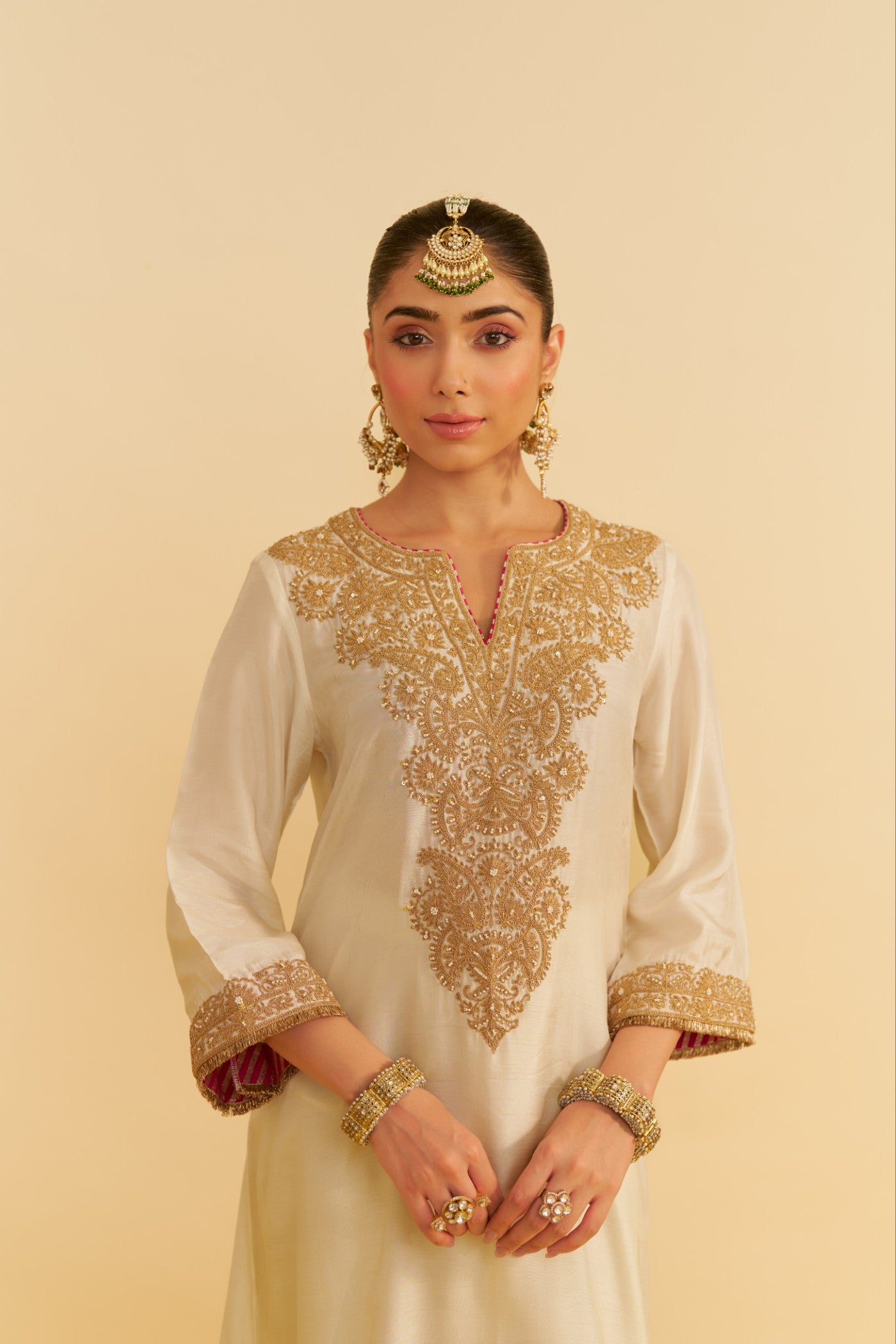 HIBA - DAISY IVORY LONG KAFTAN WITH SALWAR AND DUPATTA