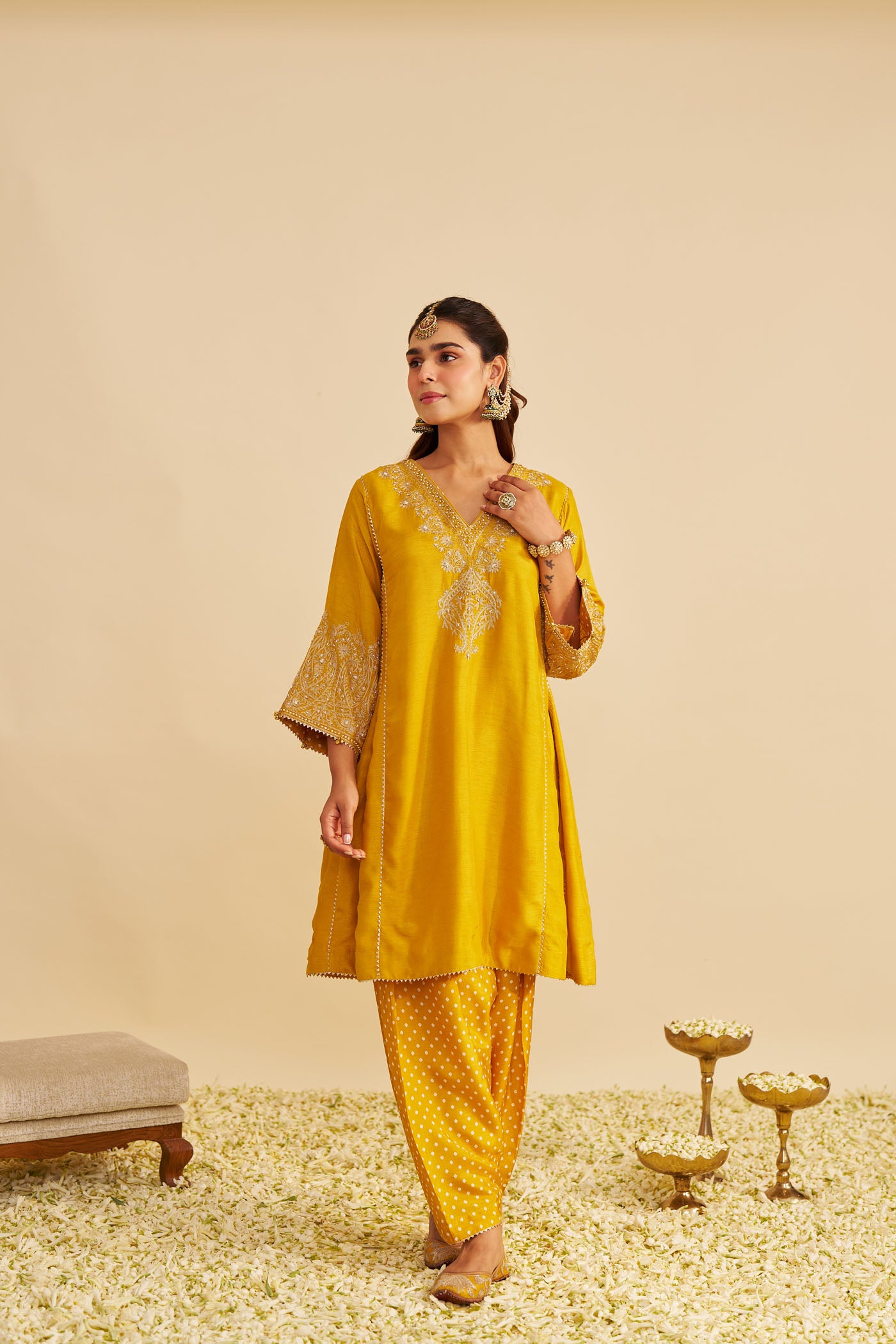 NIYAH - MUSTARD SHORT CHAUGA WITH SALWAR