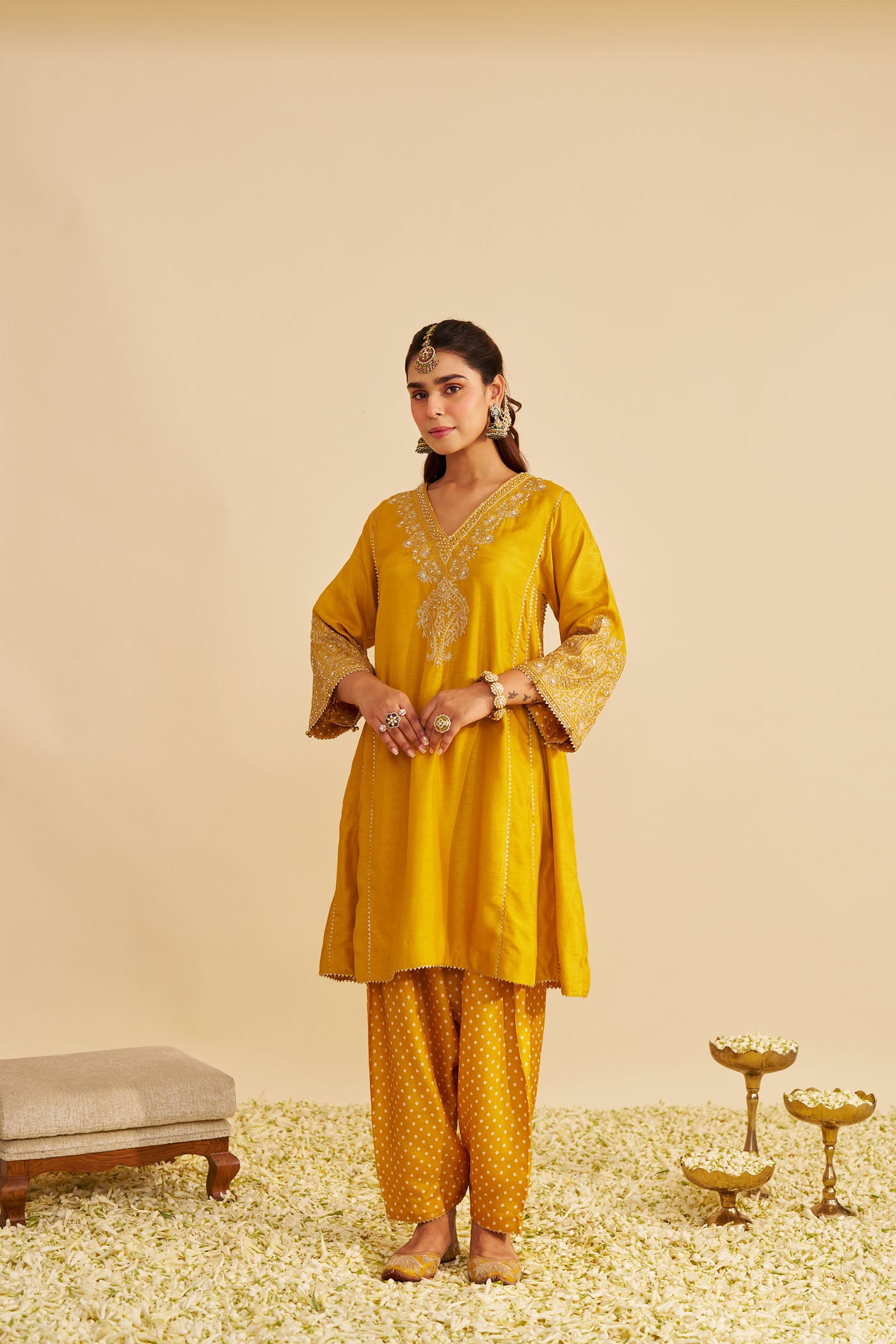 NIYAH - MUSTARD SHORT CHAUGA WITH SALWAR