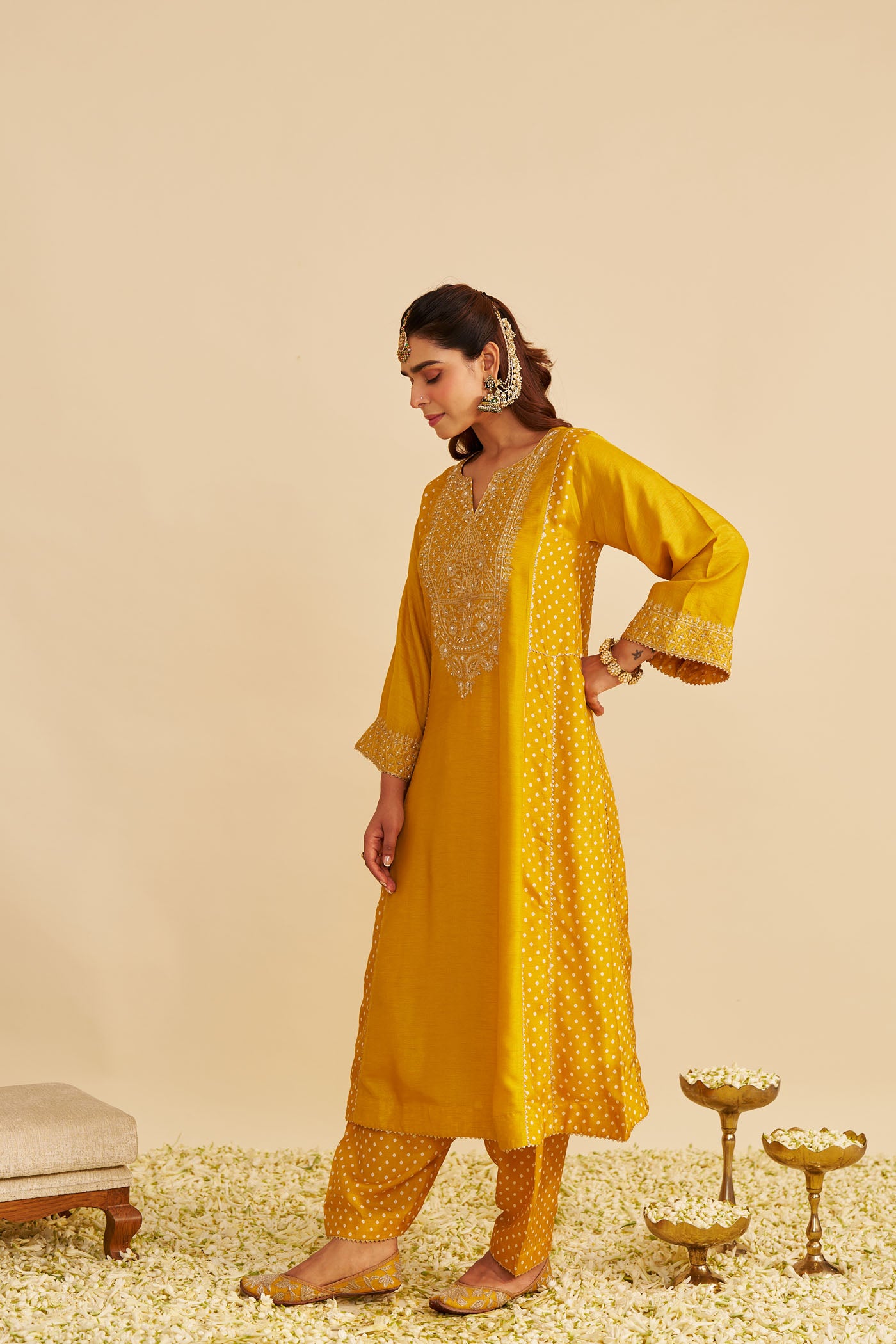 ESRA - MUSTARD LONG CHAUGA WITH SALWAR