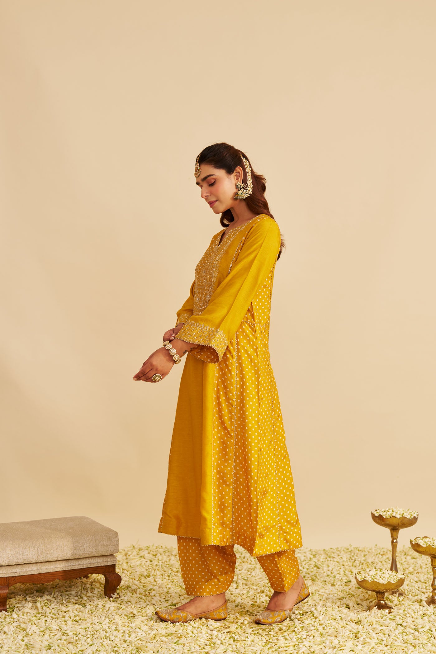 ESRA - MUSTARD LONG CHAUGA WITH SALWAR