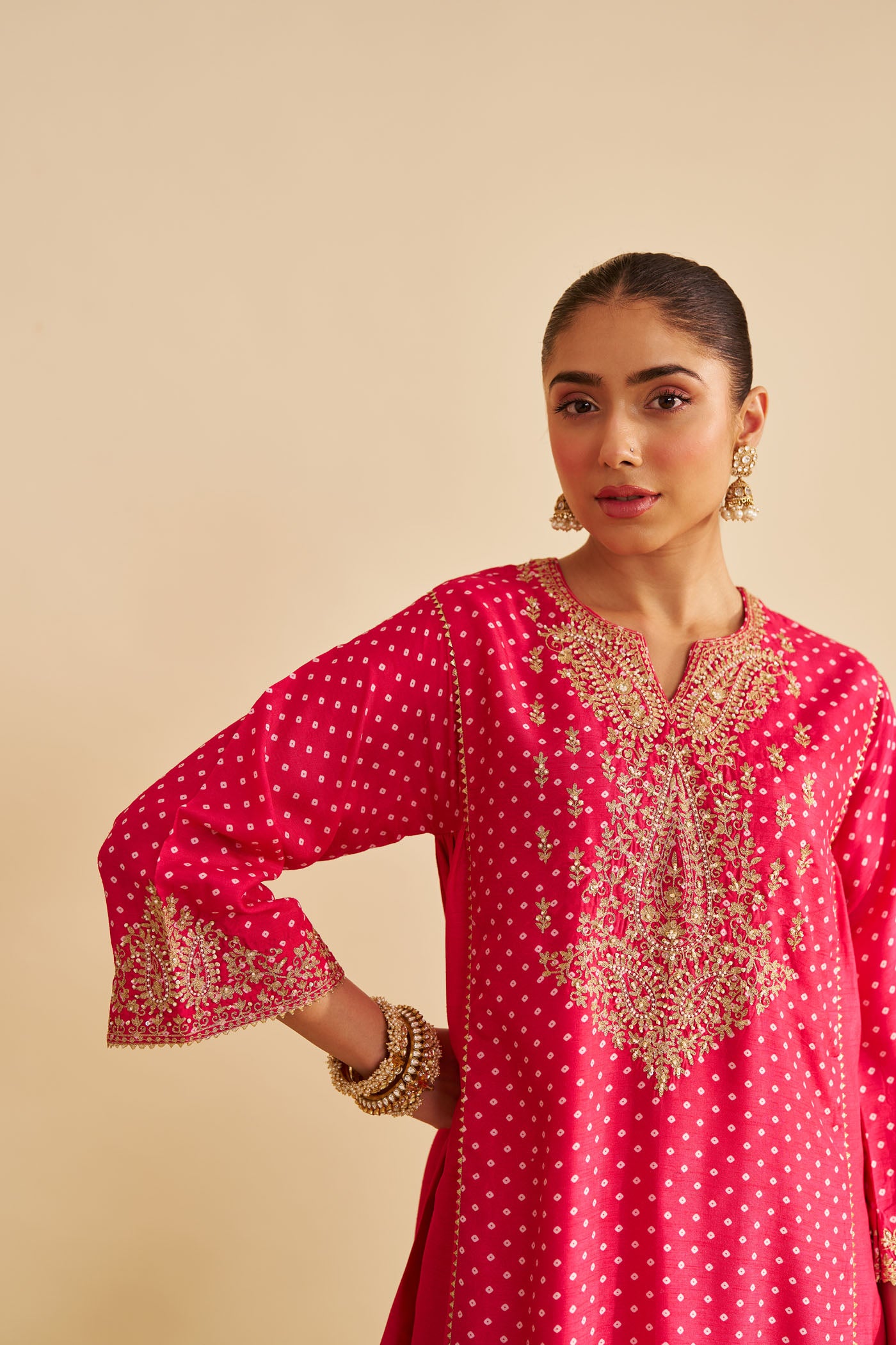 KAYRA - HOTPINK SHORT GATHERED CHAUGA WITH SALWAR