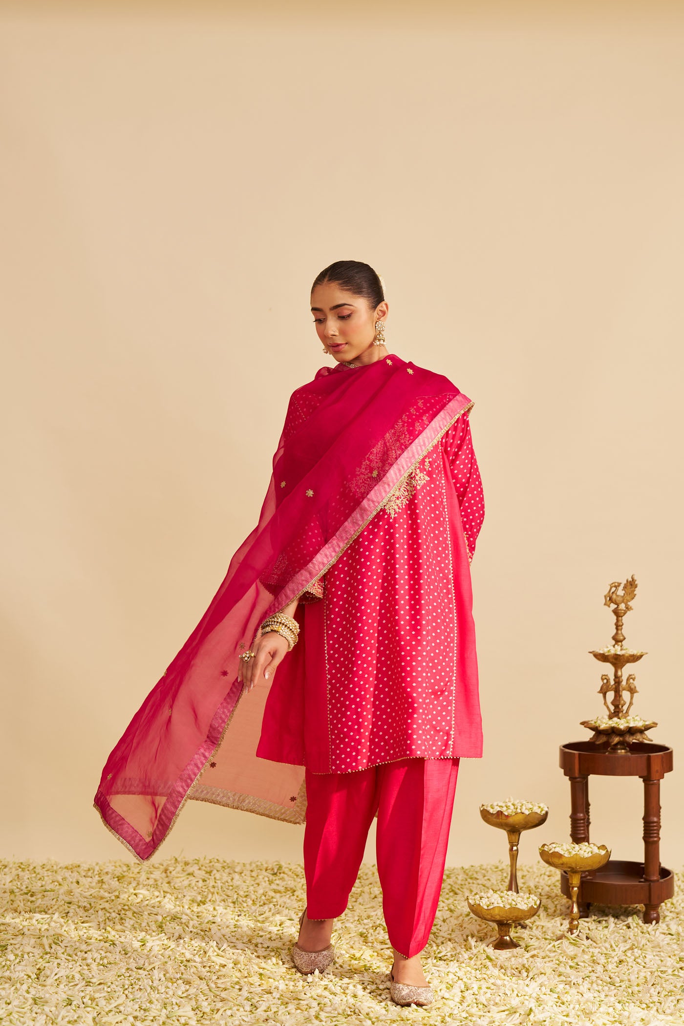 KAYRA - HOTPINK SHORT GATHERED CHAUGA WITH SALWAR