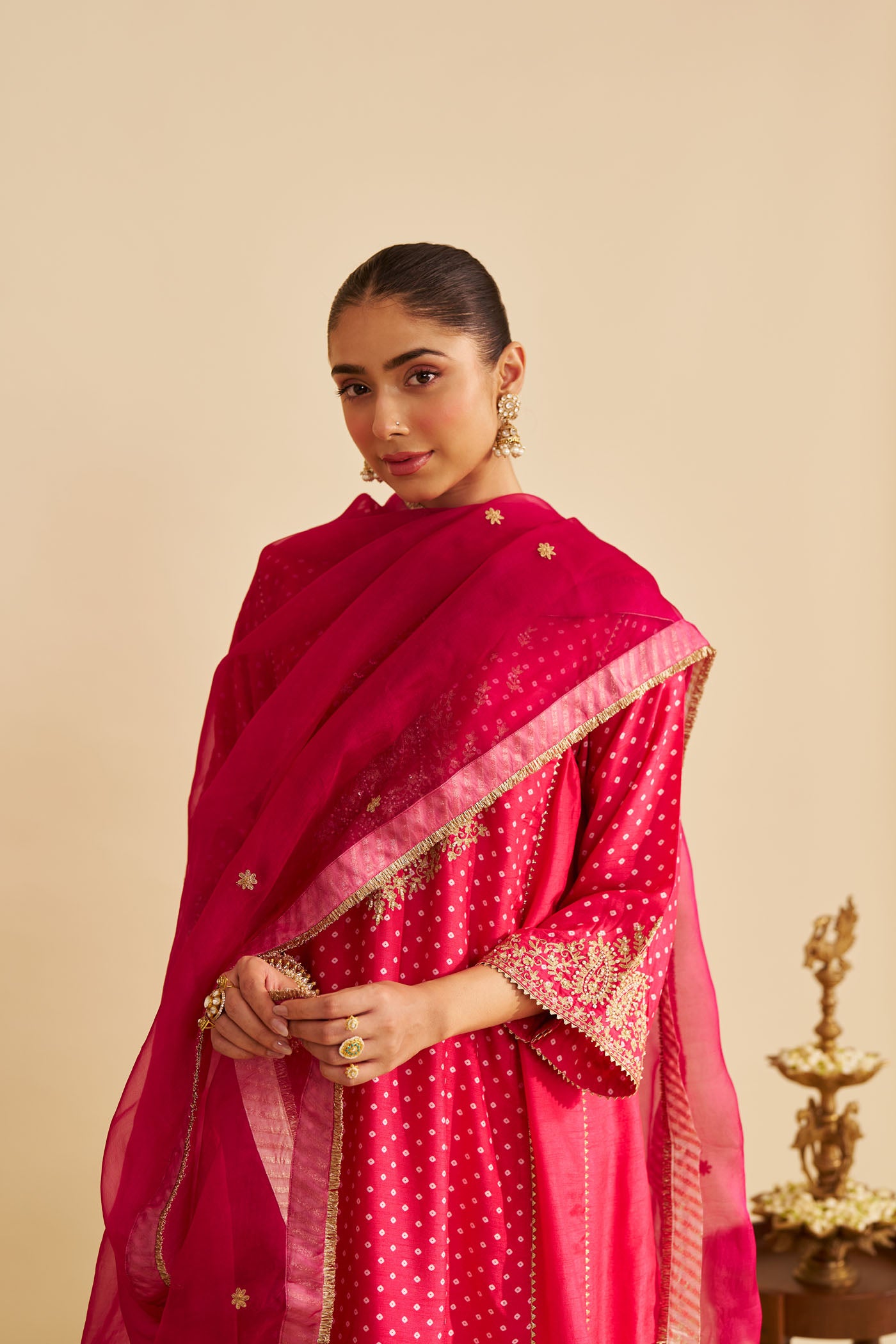 KAYRA - HOTPINK SHORT GATHERED CHAUGA WITH SALWAR