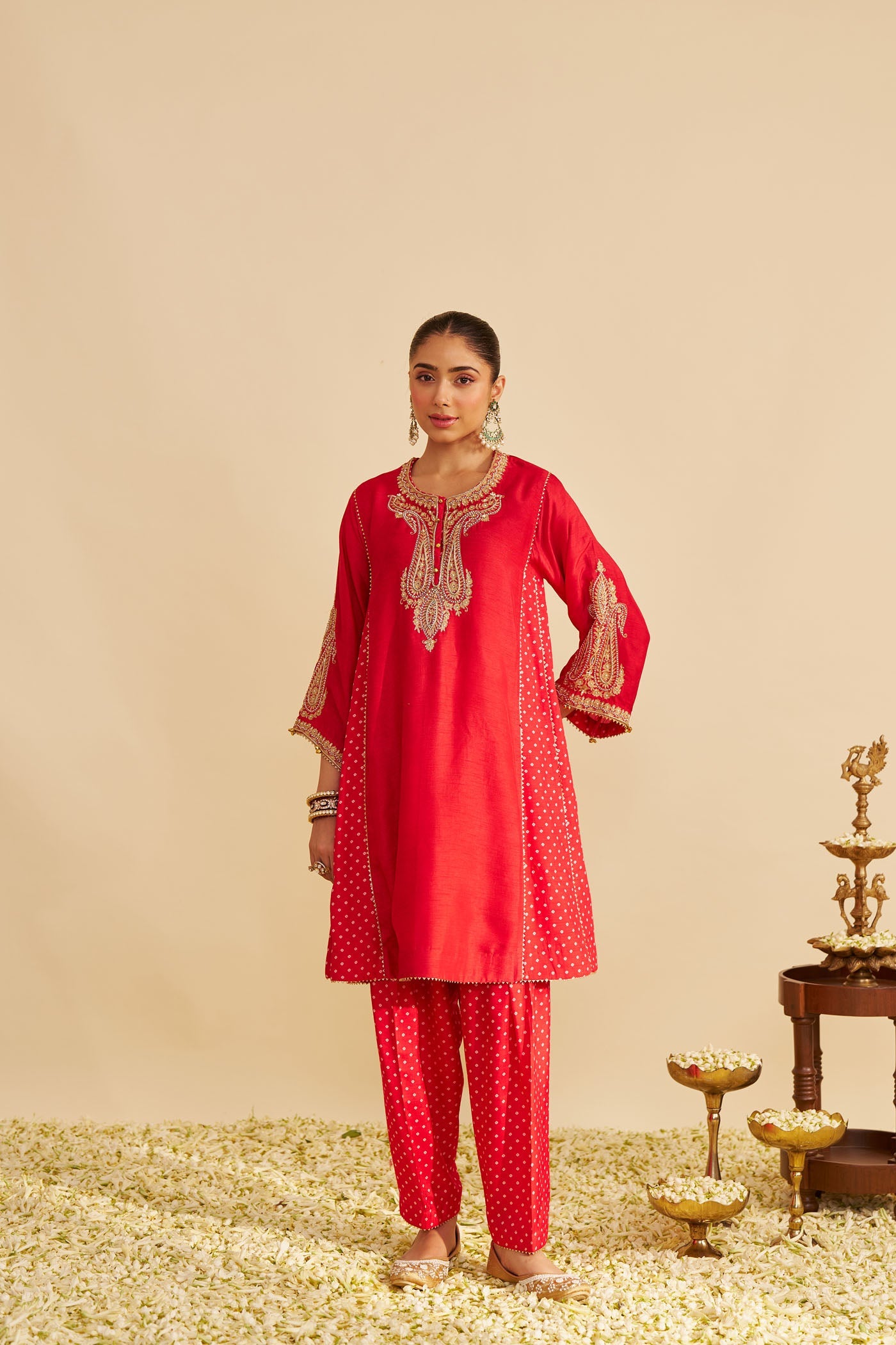 JERIAH - RED SHORT CHAUGA WITH SALWAR (Lxrts)