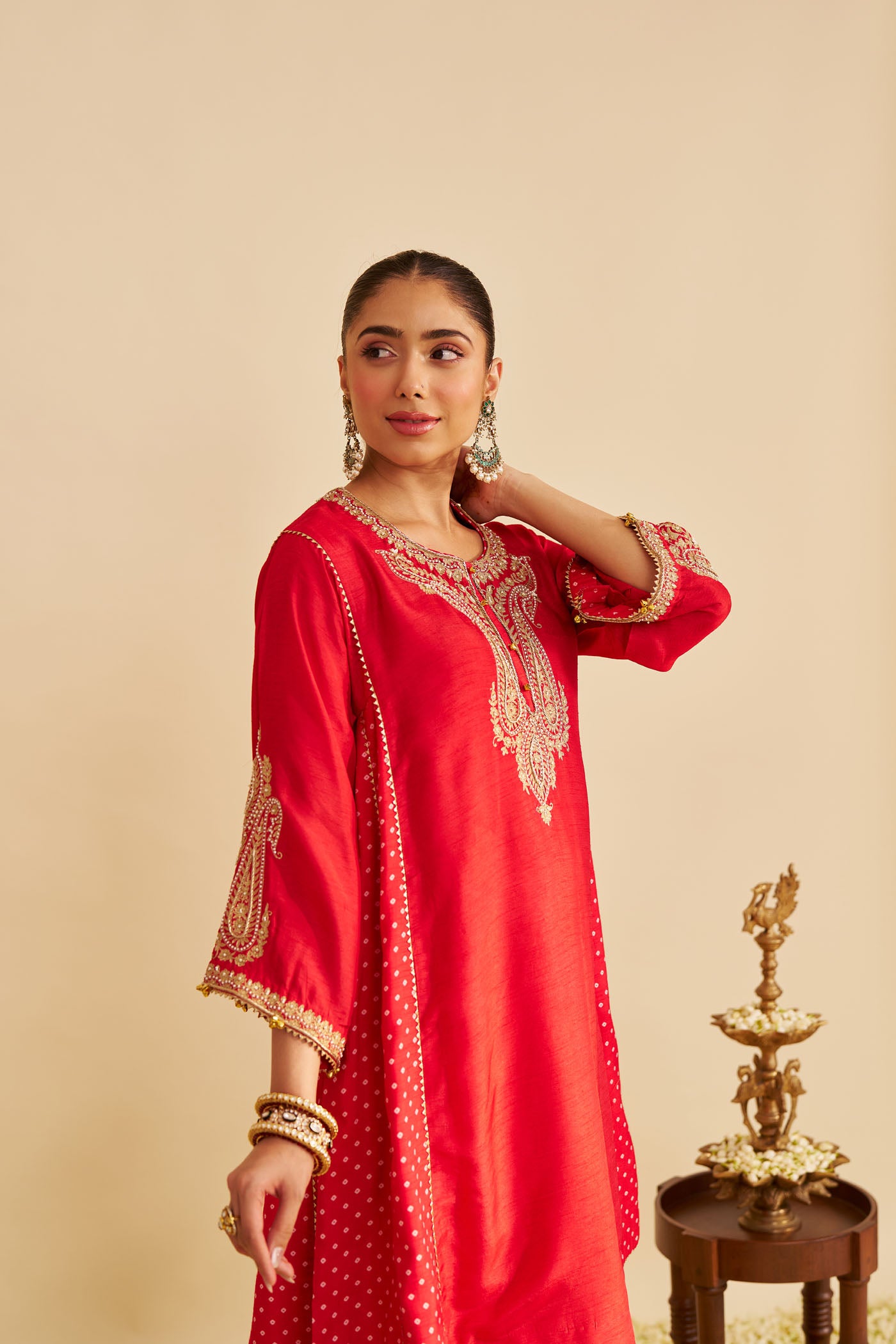 JERIAH - RED SHORT CHAUGA WITH SALWAR