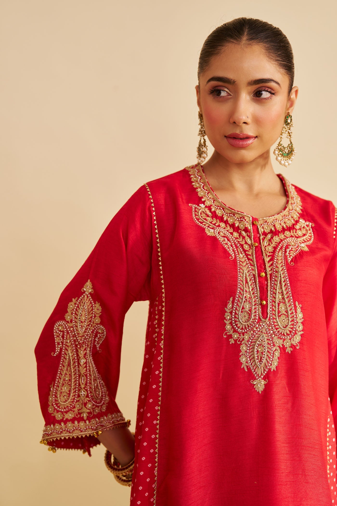 JERIAH - RED SHORT CHAUGA WITH SALWAR (Lxrts)