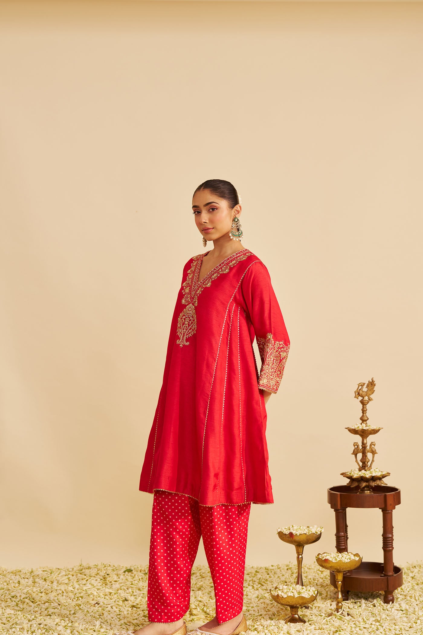 NIYAH - RED SHORT CHAUGA WITH SALWAR