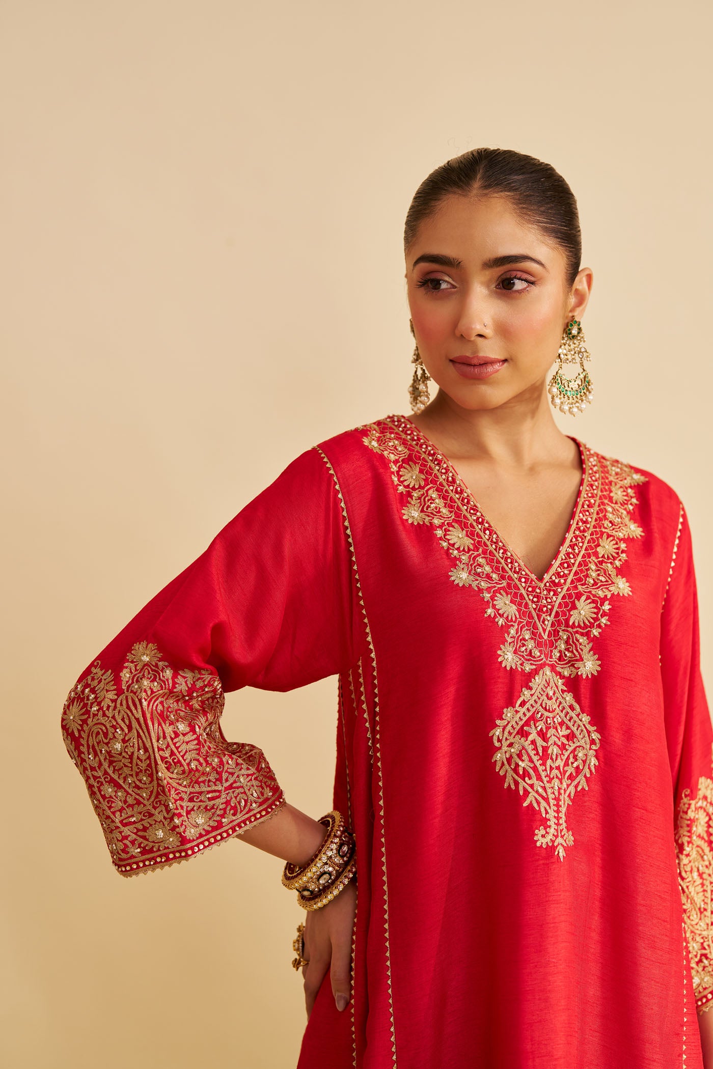 NIYAH - RED SHORT CHAUGA WITH SALWAR