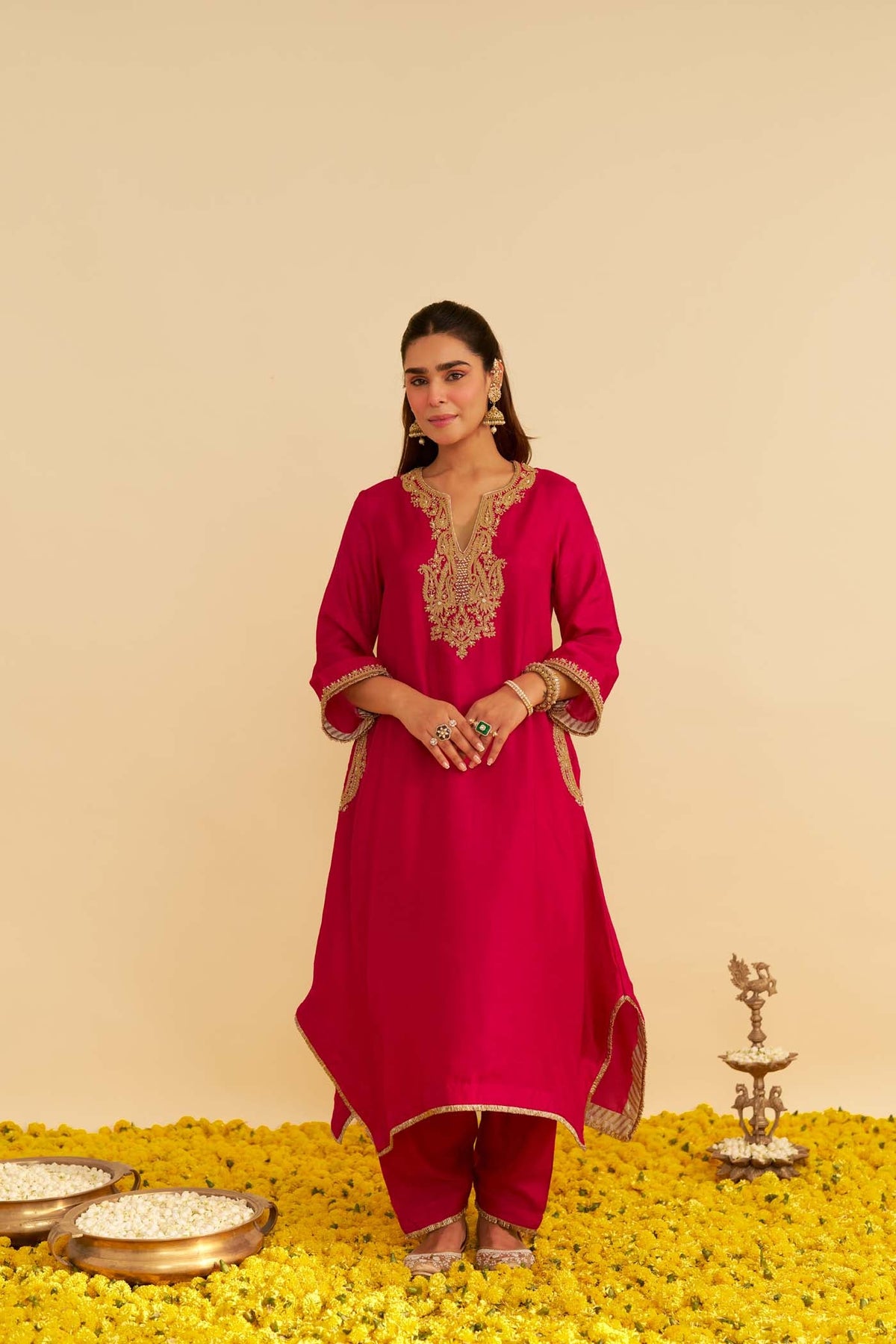 AMAYA - HOTPINK LONG KAFTAN WITH SALWAR (Lxrts)
