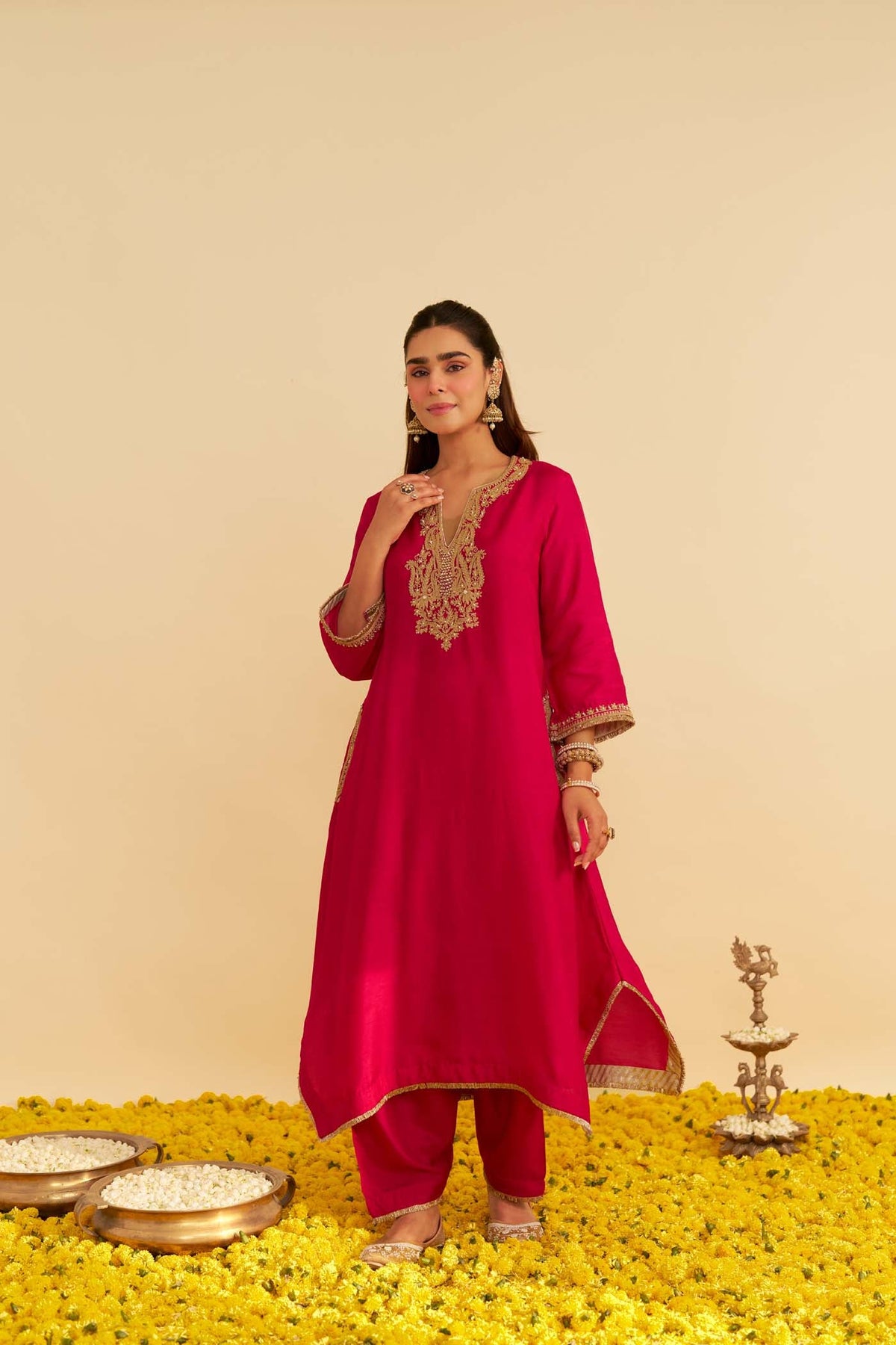 AMAYA - HOTPINK LONG KAFTAN WITH SALWAR (Lxrts)