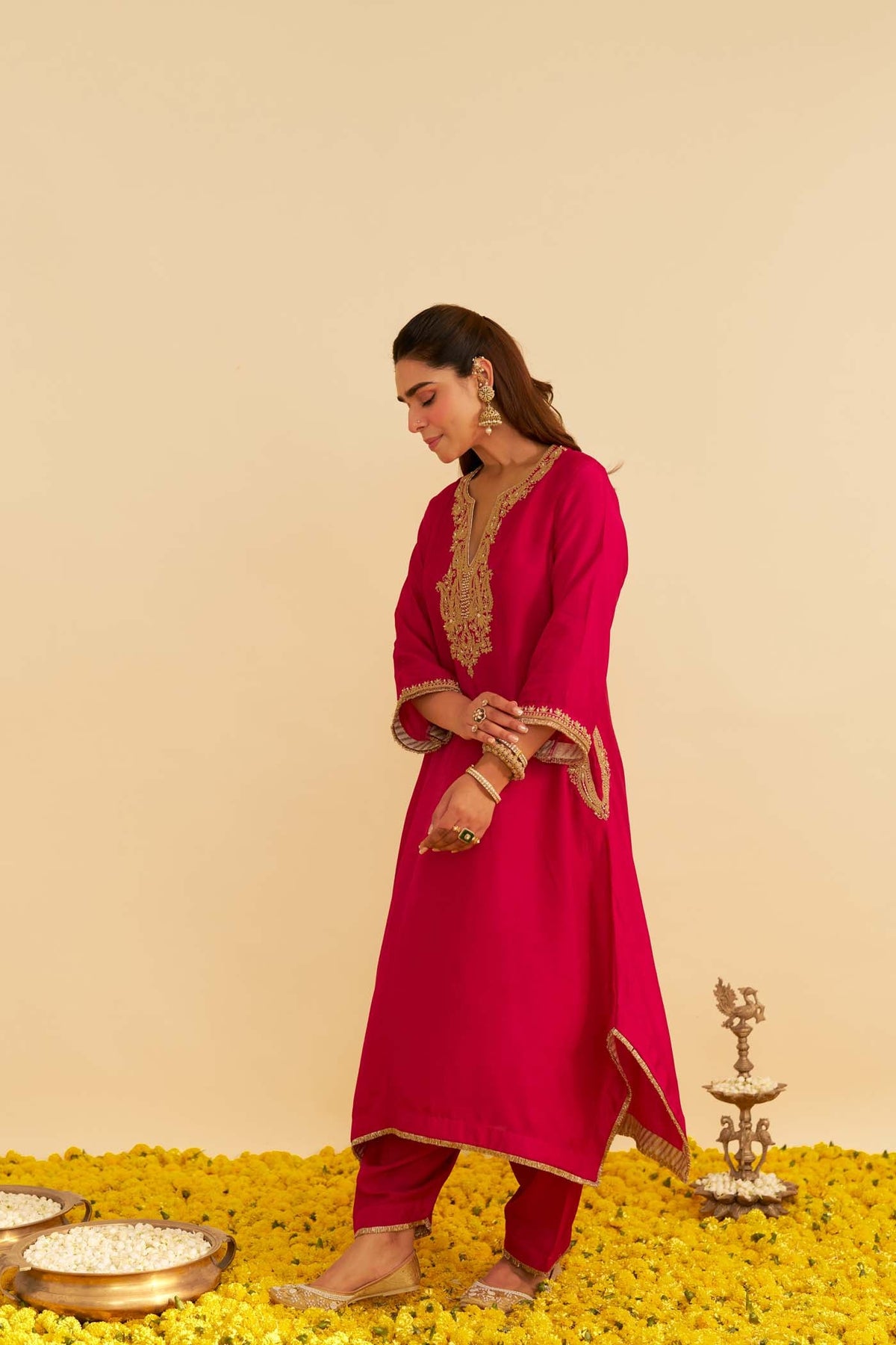 AMAYA - HOTPINK LONG KAFTAN WITH SALWAR (Lxrts)