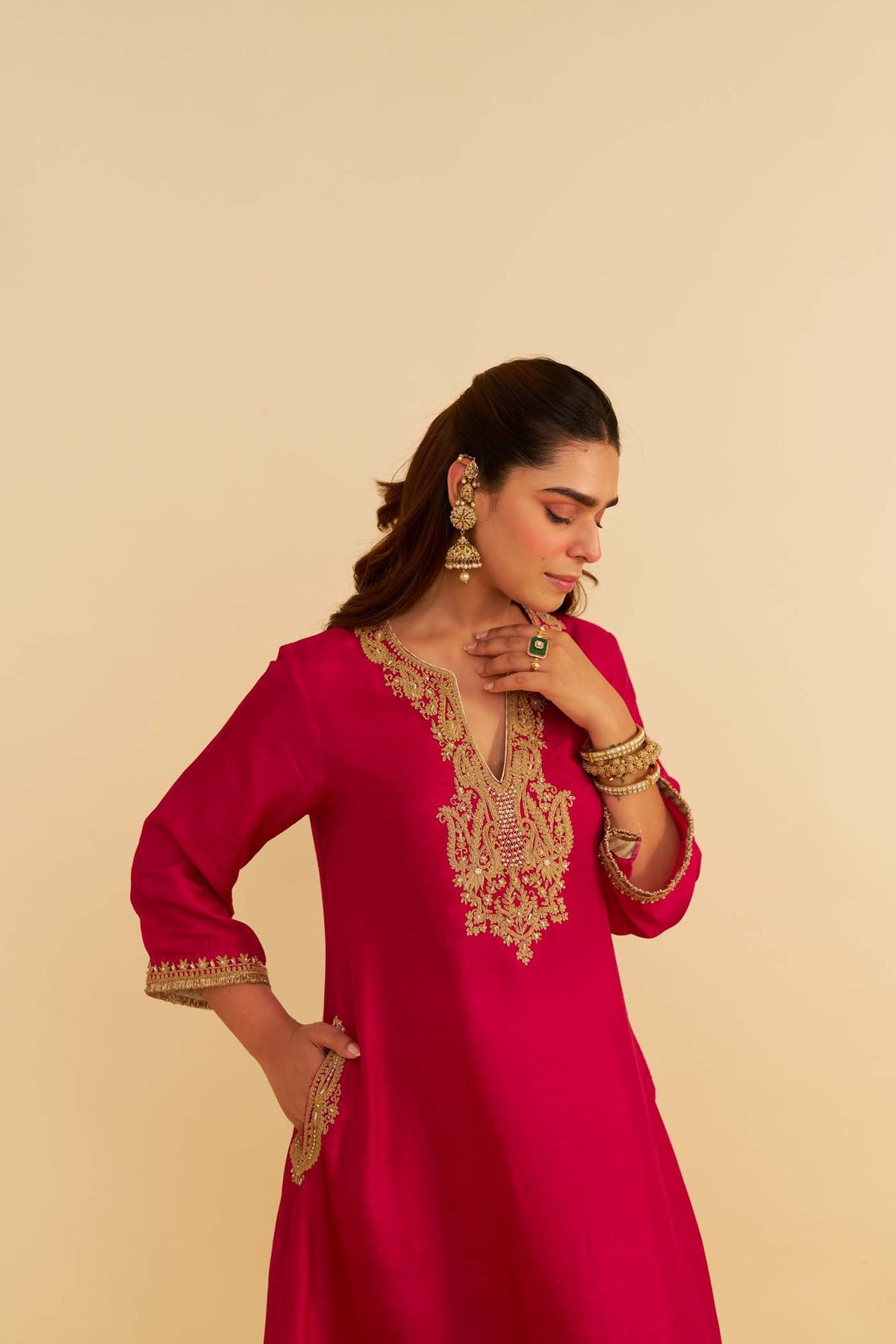 AMAYA - HOTPINK LONG KAFTAN WITH SALWAR (Lxrts)