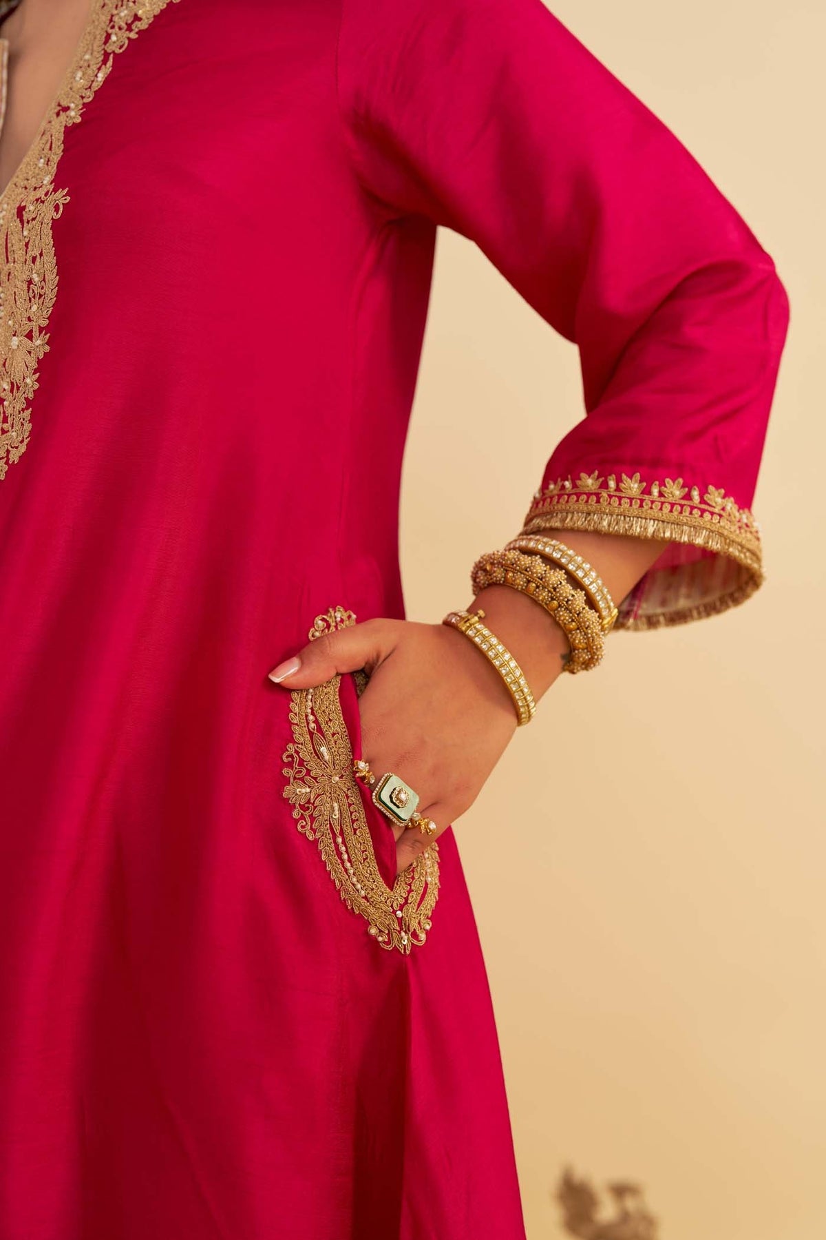 AMAYA - HOTPINK LONG KAFTAN WITH SALWAR (Lxrts)