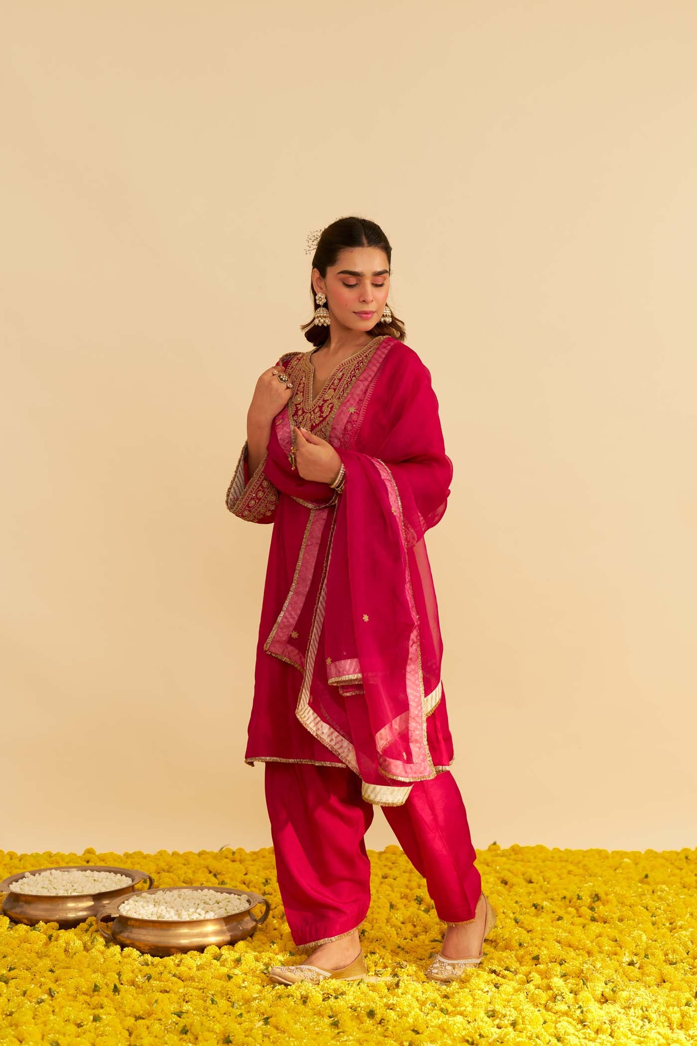 MEHZA - HOTPINK SHORT CHAUGA WITH SALWAR