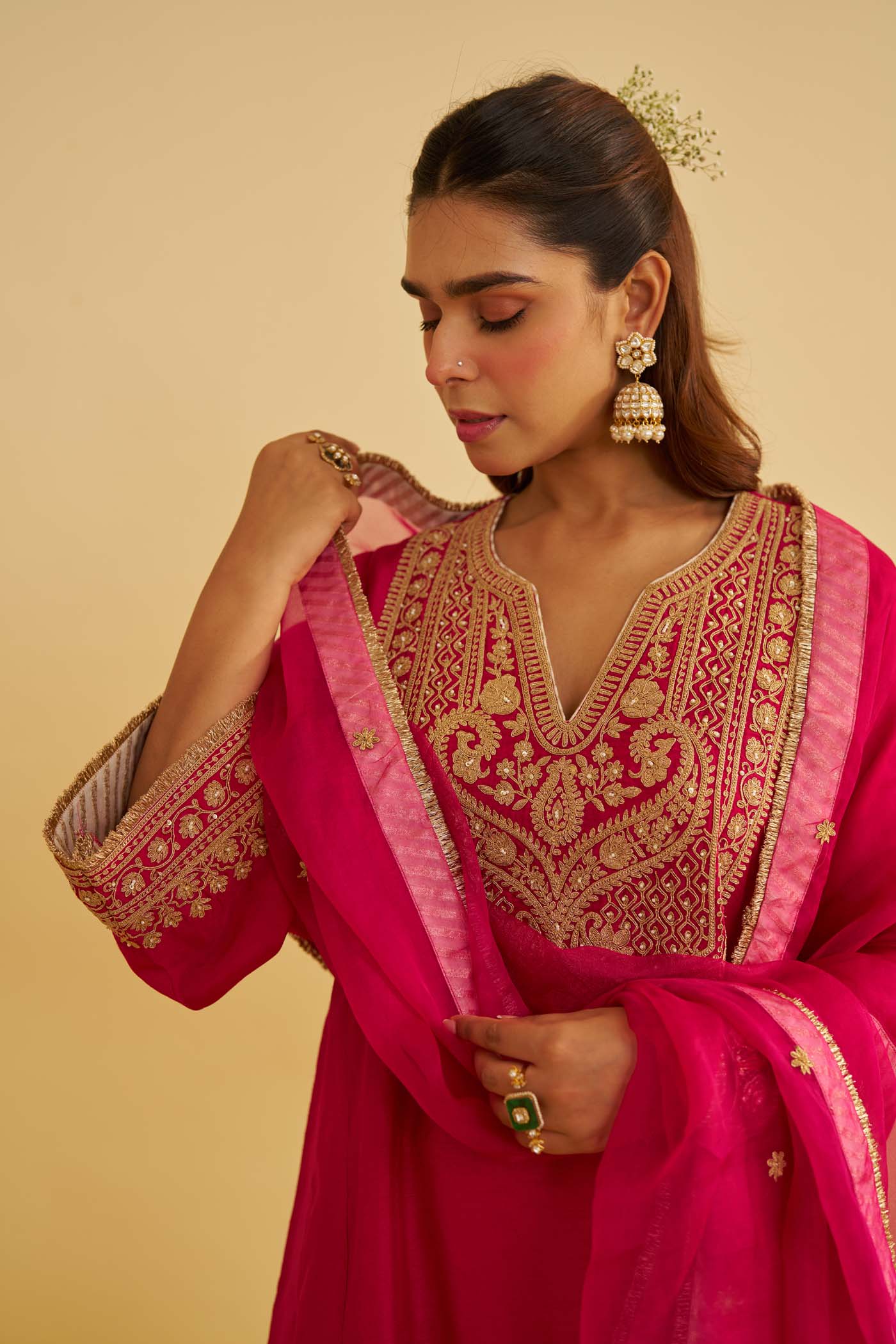 MEHZA - HOTPINK SHORT CHAUGA WITH SALWAR