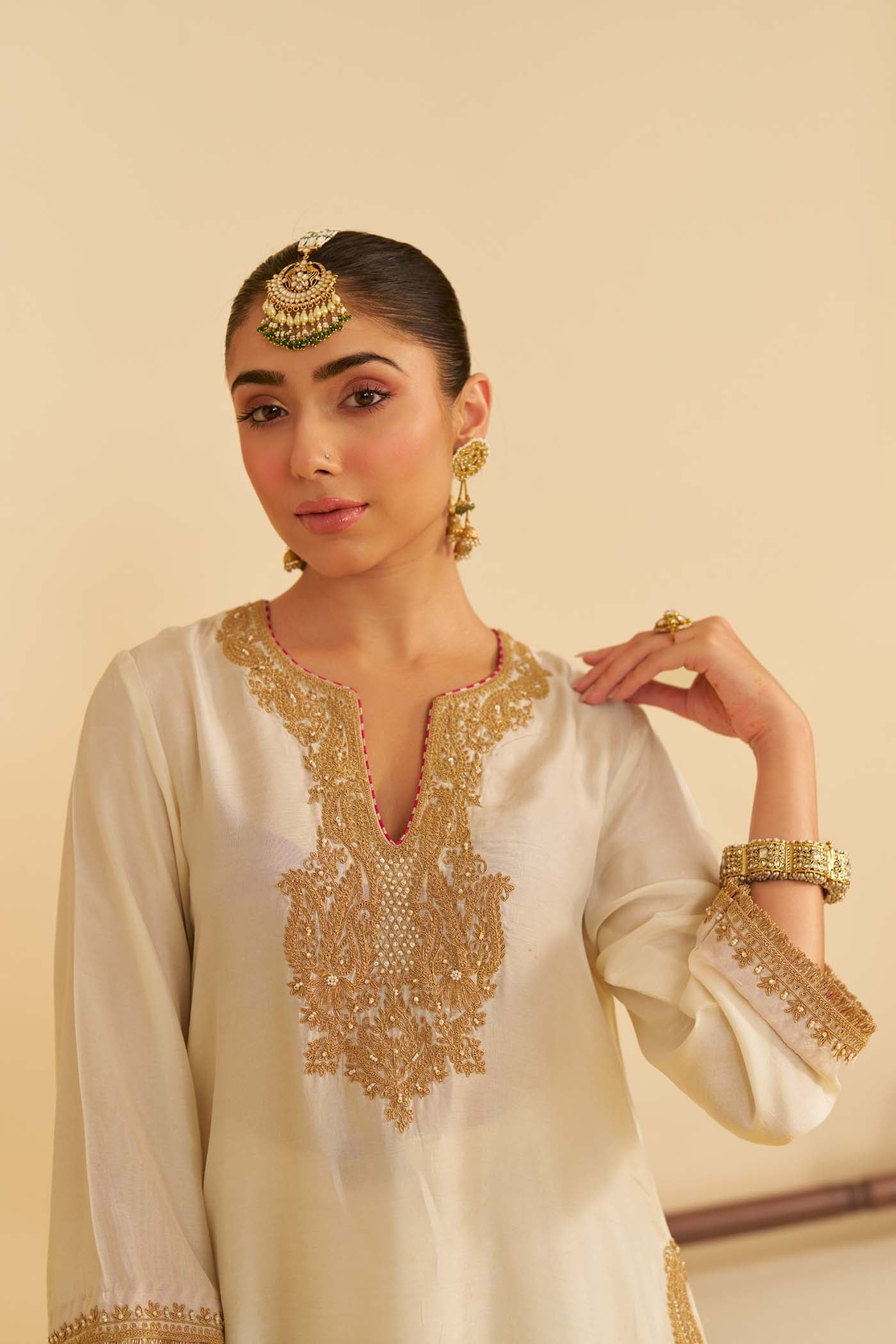 AMAYA - DAISY IVORY LONG KAFTAN WITH SALWAR (Lxrts)