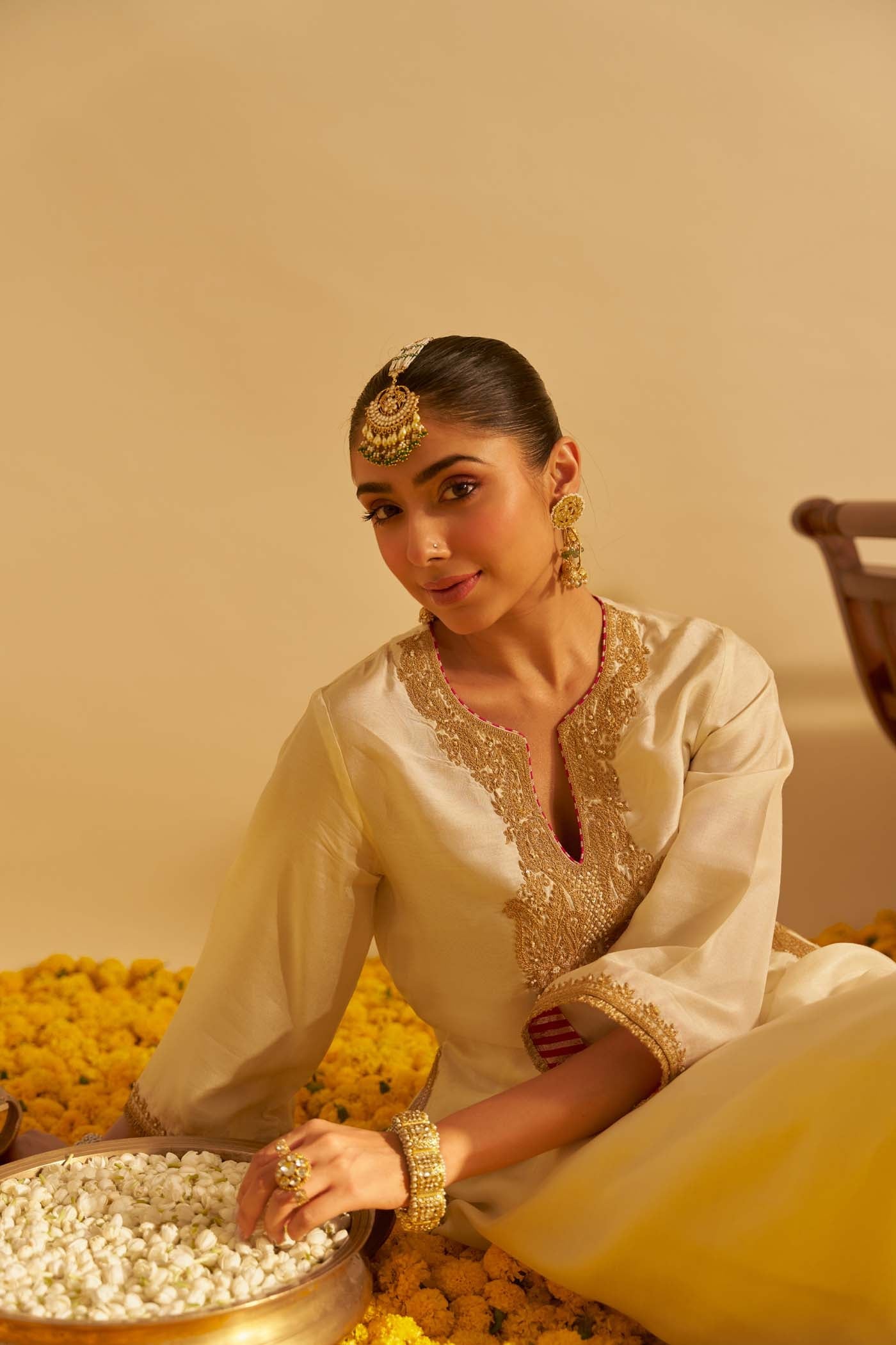 AMAYA - DAISY IVORY LONG KAFTAN WITH SALWAR (Lxrts)