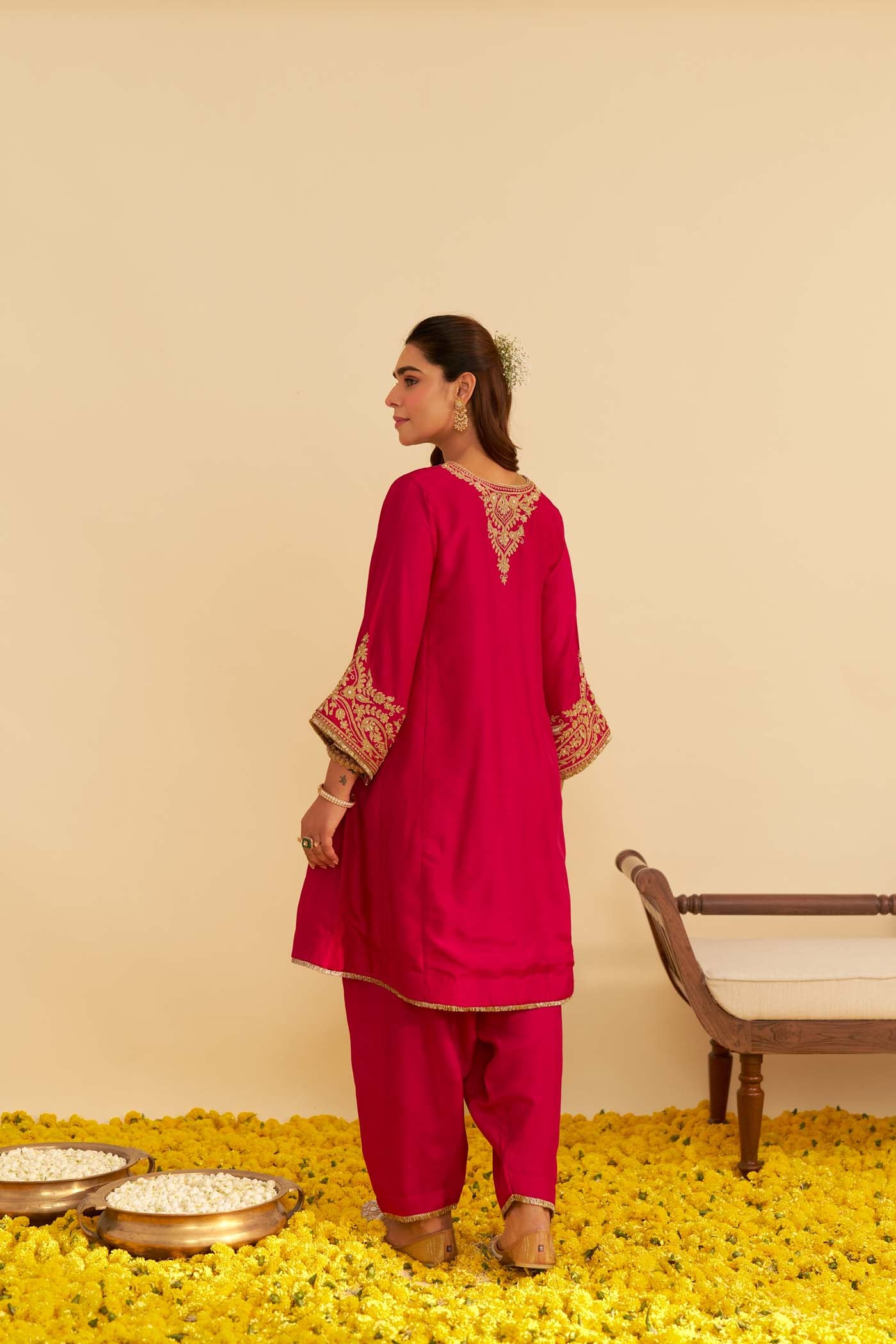 MARWA - HOTPINK SHORT CHAUGA WITH SALWAR