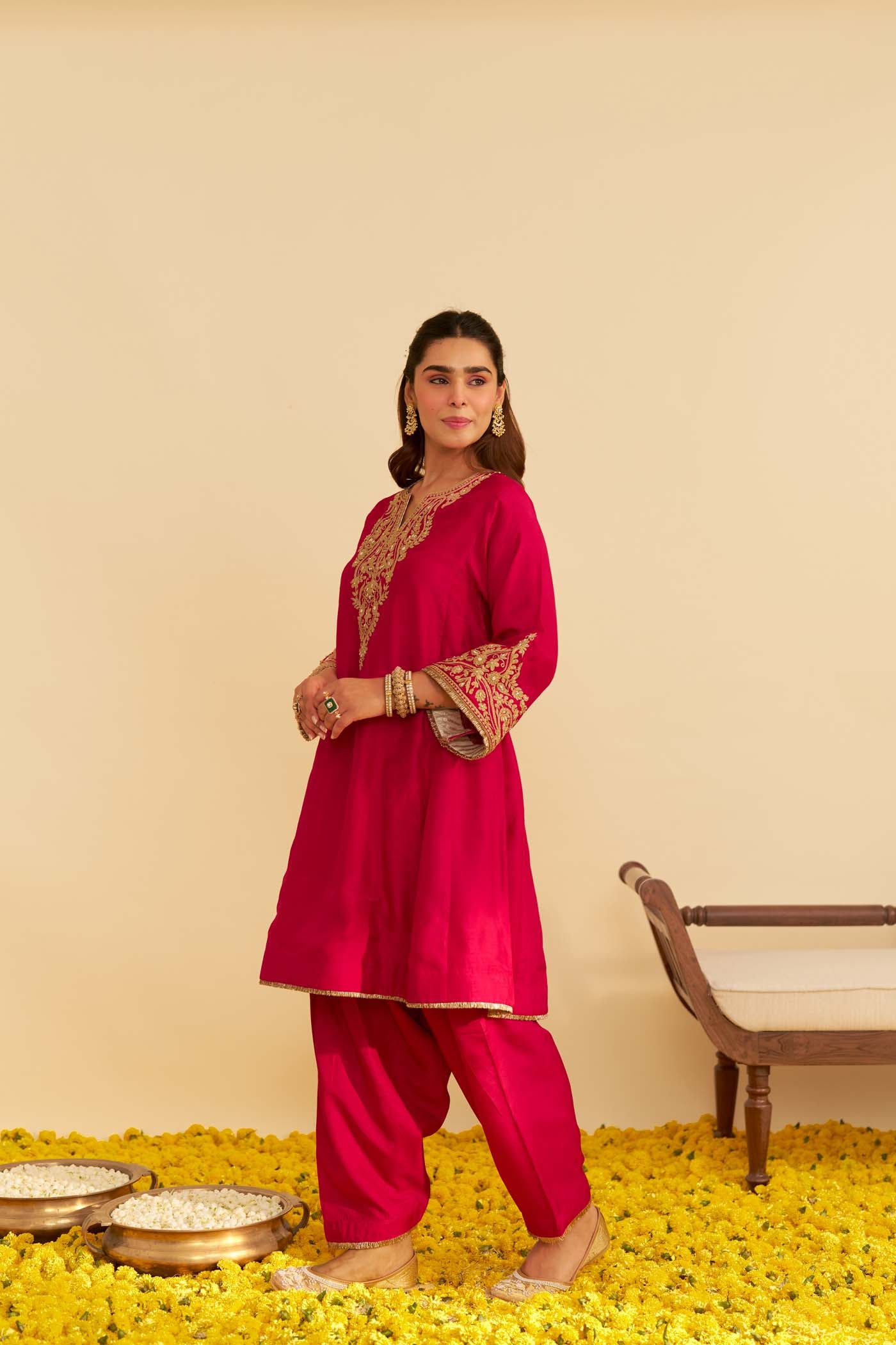 MARWA - HOTPINK SHORT CHAUGA WITH SALWAR