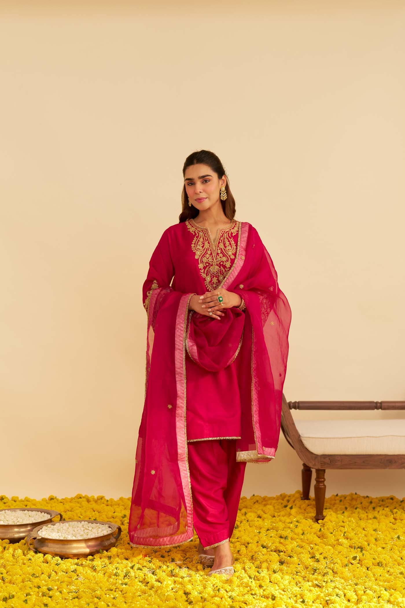 MARWA - HOTPINK SHORT CHAUGA WITH SALWAR