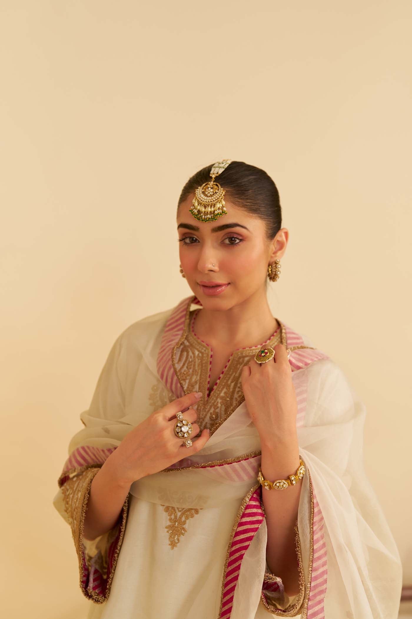 MARWA - DAISY IVORY SHORT CHAUGA WITH SALWAR