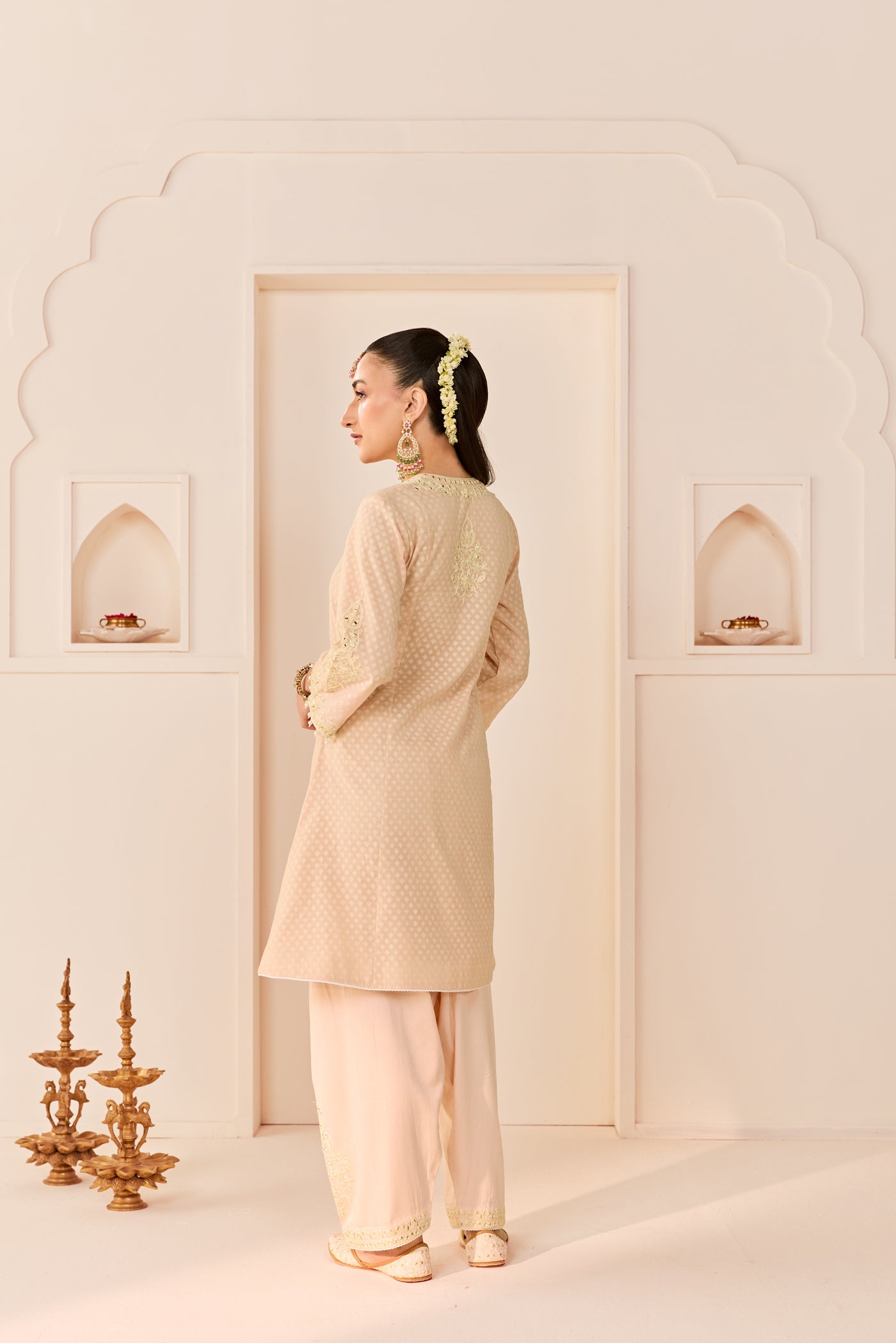 Reem - Carnation Pink Short Choga With Dogri Salwar