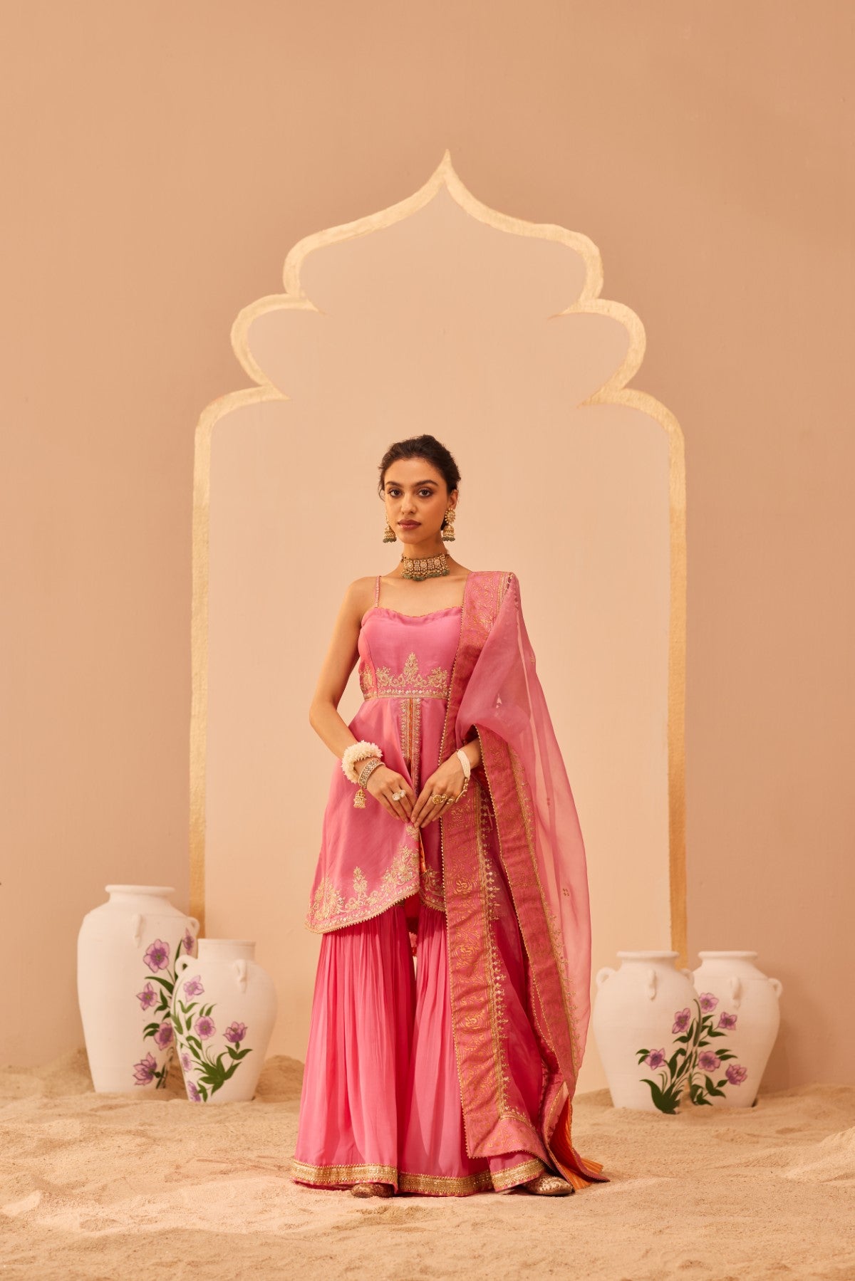Tahira - Flamingo Pink Kurta Garara Set