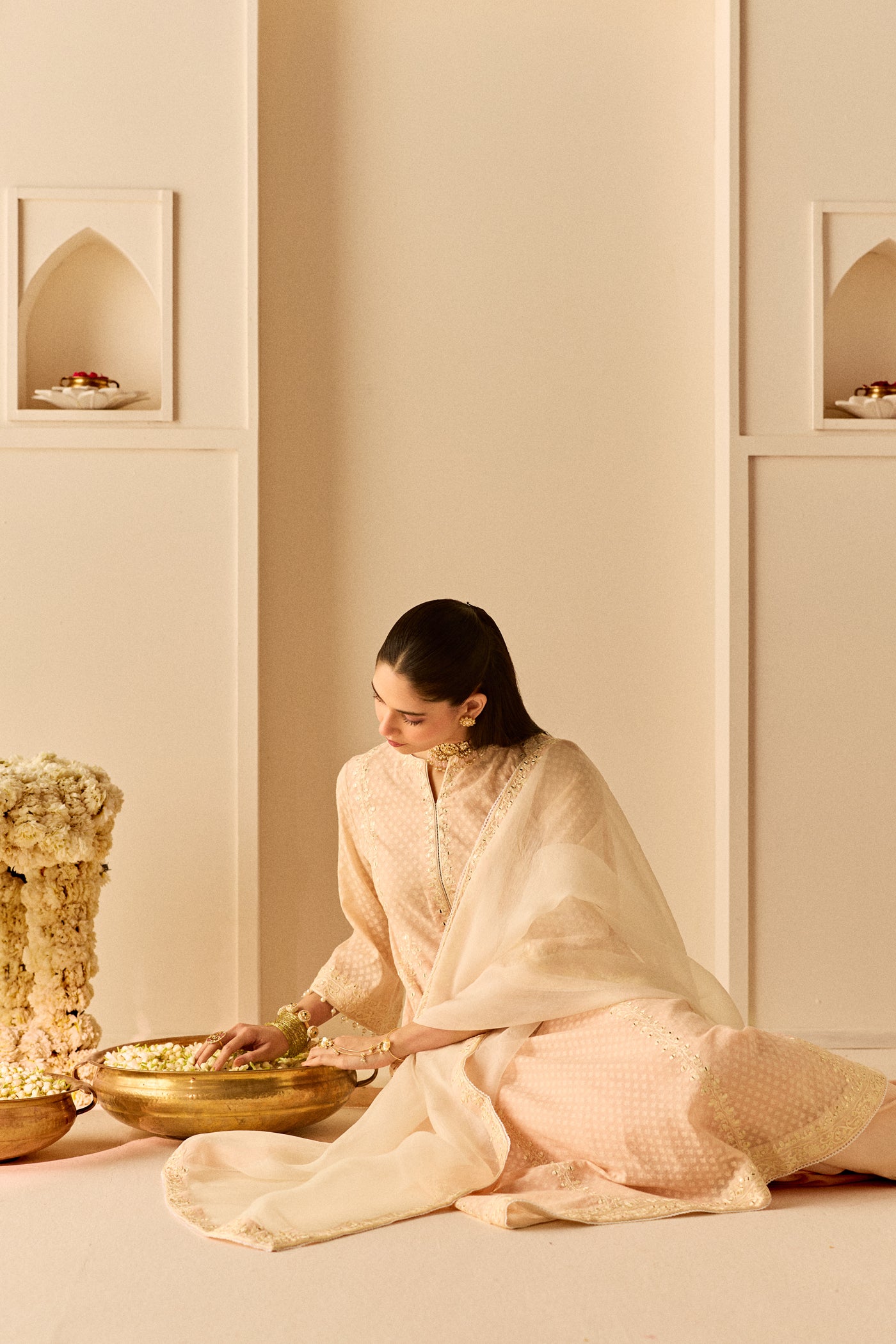Firdaus - Carnation Pink Long Kalidaar Chauga With Dogri Salwar And Dupatta