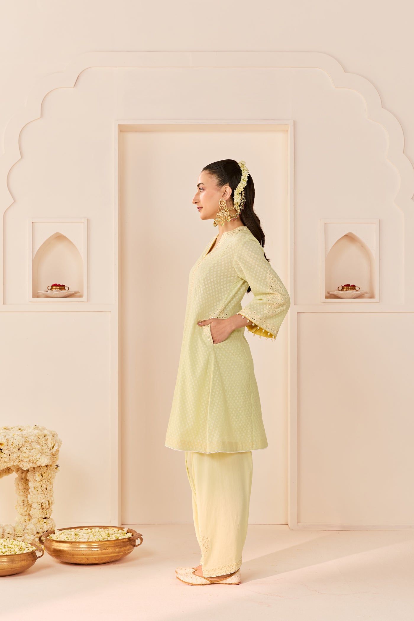 Reem - Mint Green Short Choga With Dogri Salwar