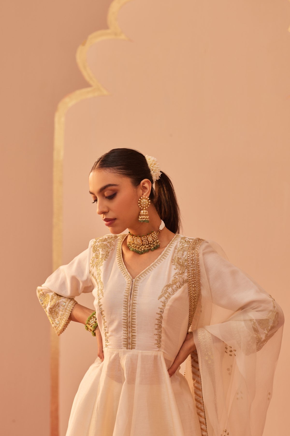 Monica Gupta In Fatima - Daisy Ivory Peplum Garara Set