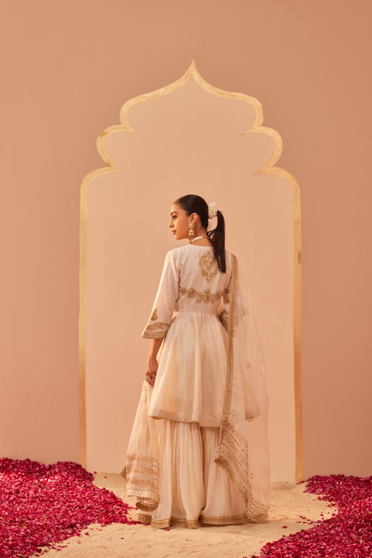 Monica Gupta In Fatima - Daisy Ivory Peplum Garara Set