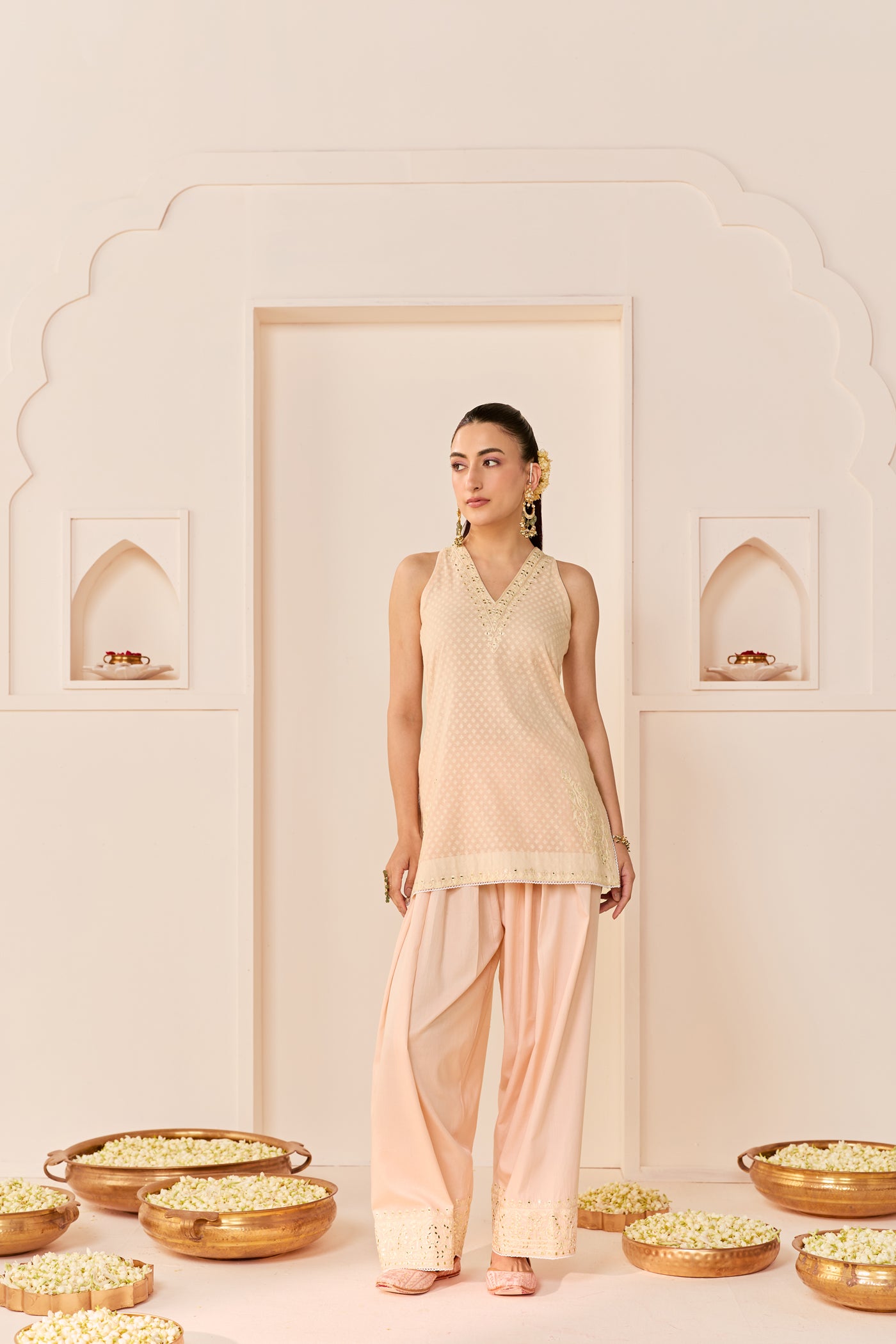 Miral - Carnation Pink Short Kurta With Farsi Salwar