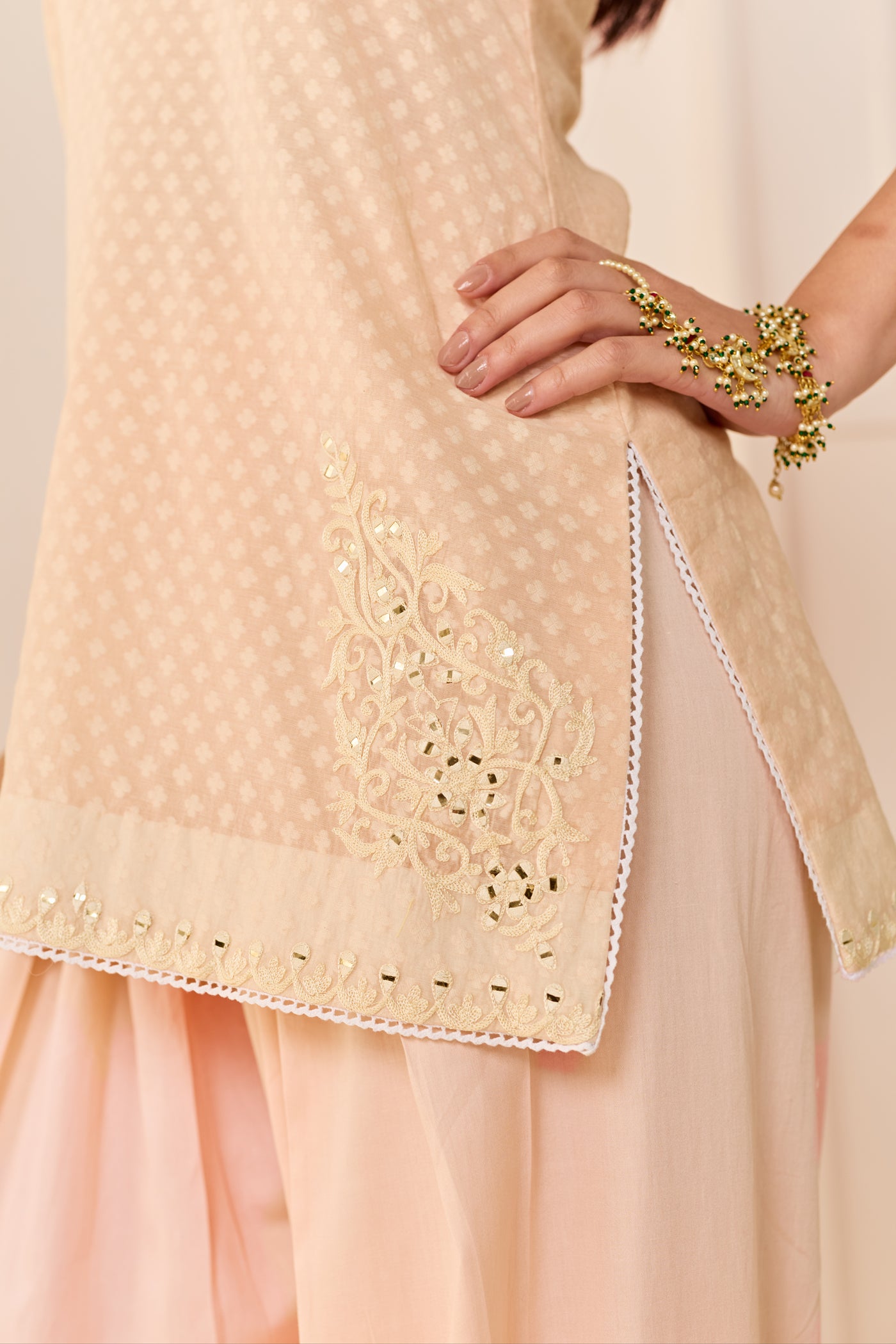 Miral - Carnation Pink Short Kurta With Farsi Salwar