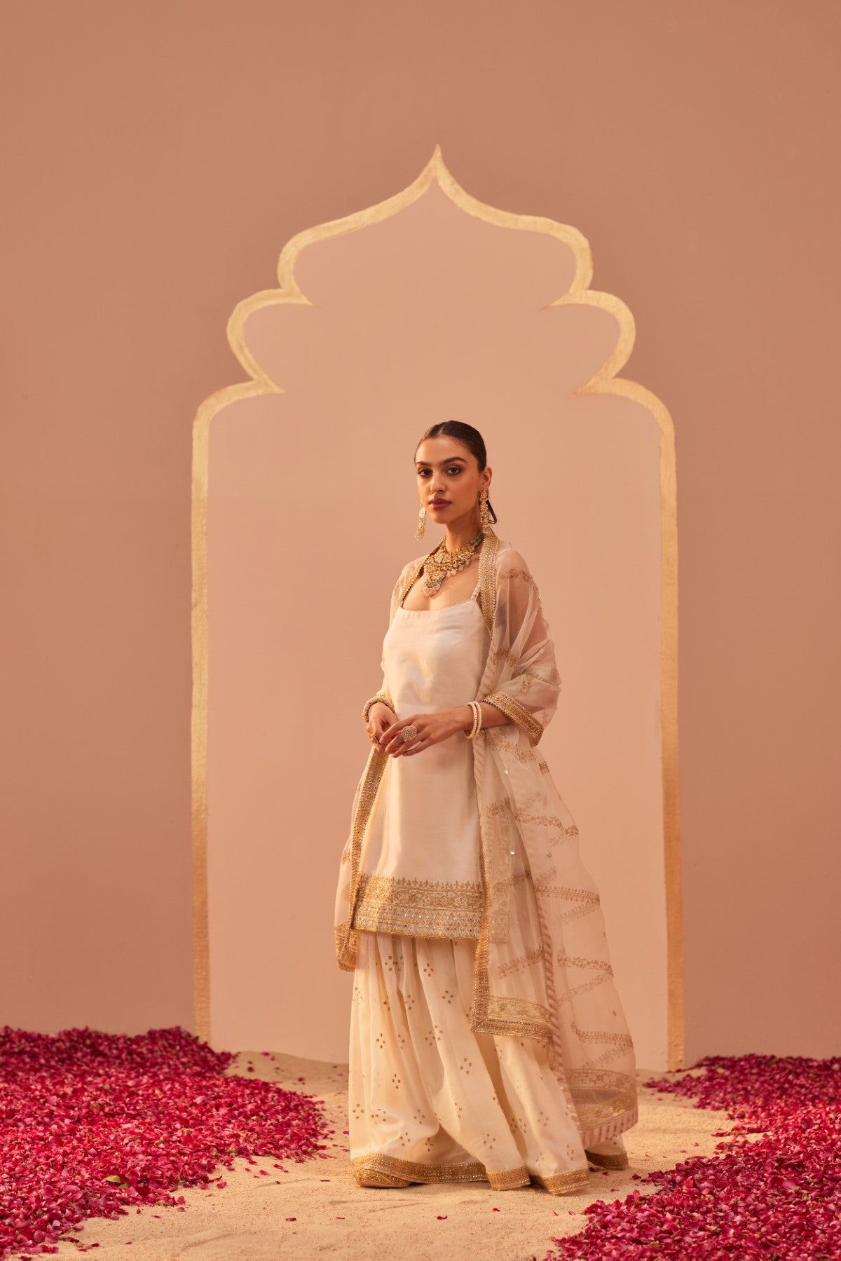 Yasmin - Daisy Ivory Kurta Garara Set