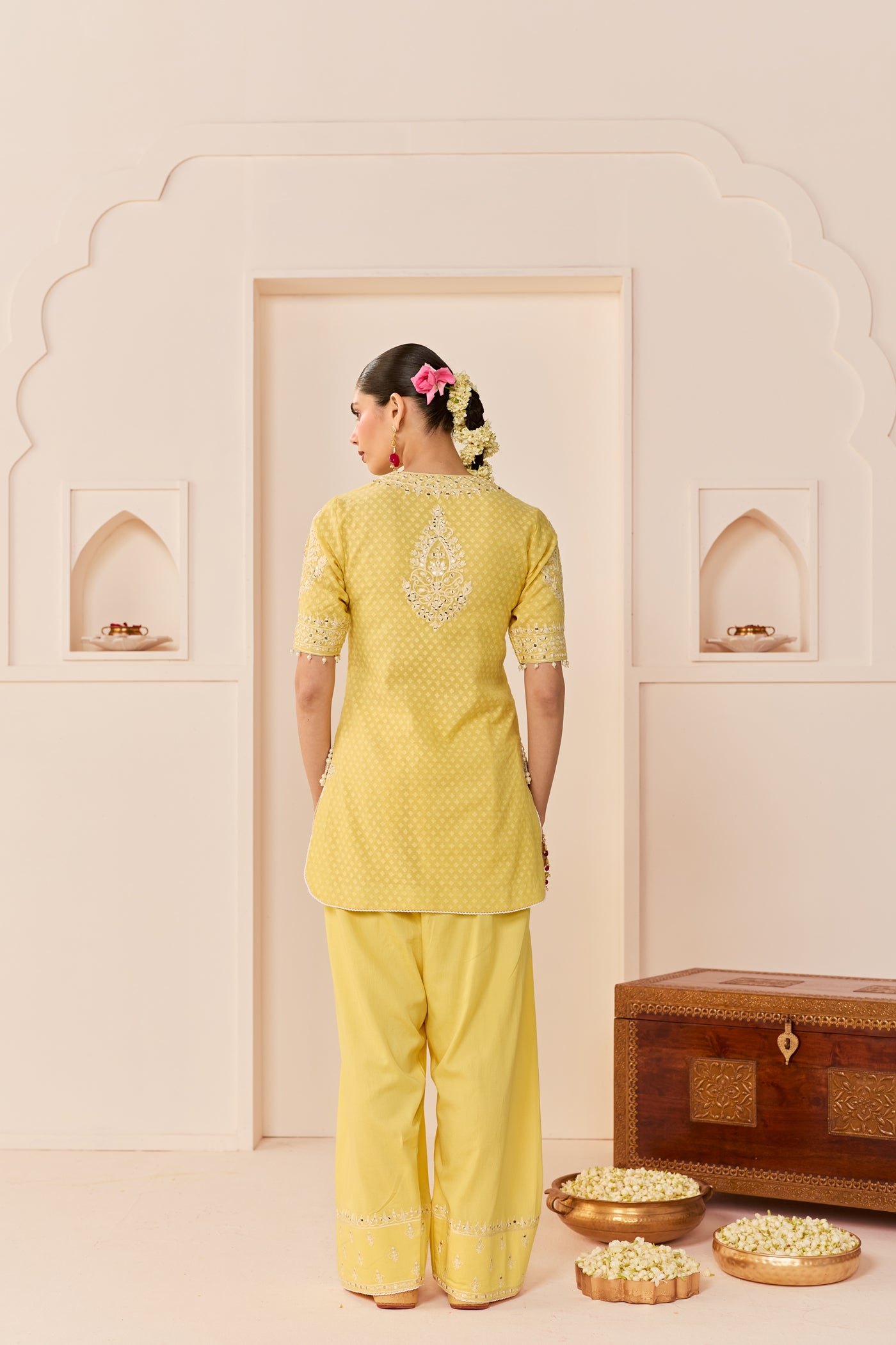 Anaisha - Lemon Yellow Short Kurta With Farshi Salwar