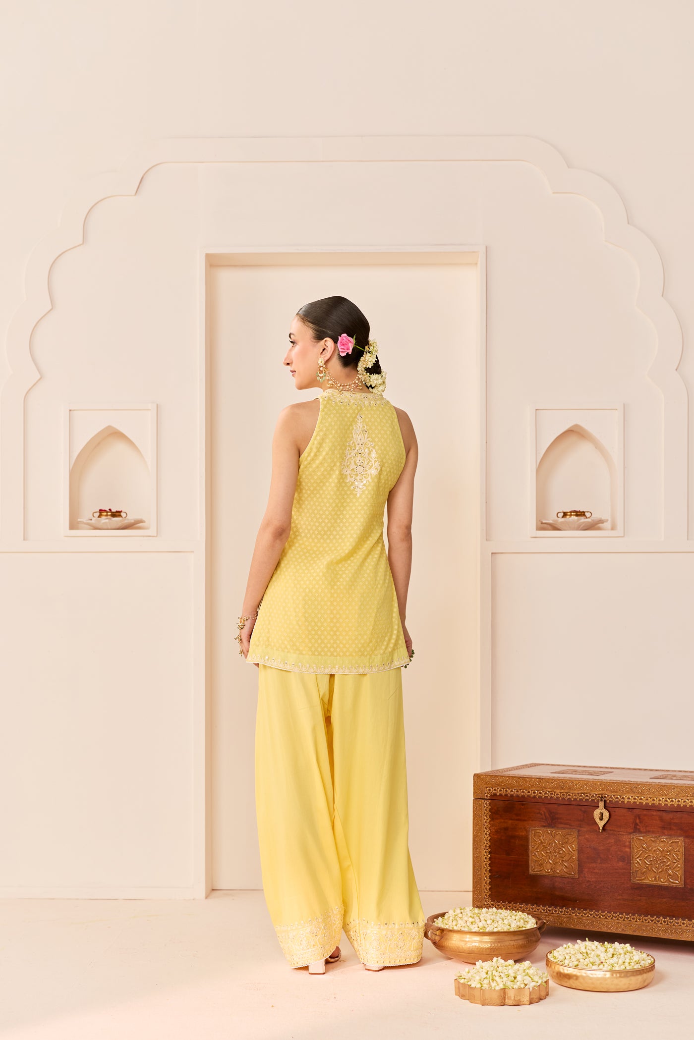 Miral - Lemon Yellow Short Kurta With Farsi Salwar