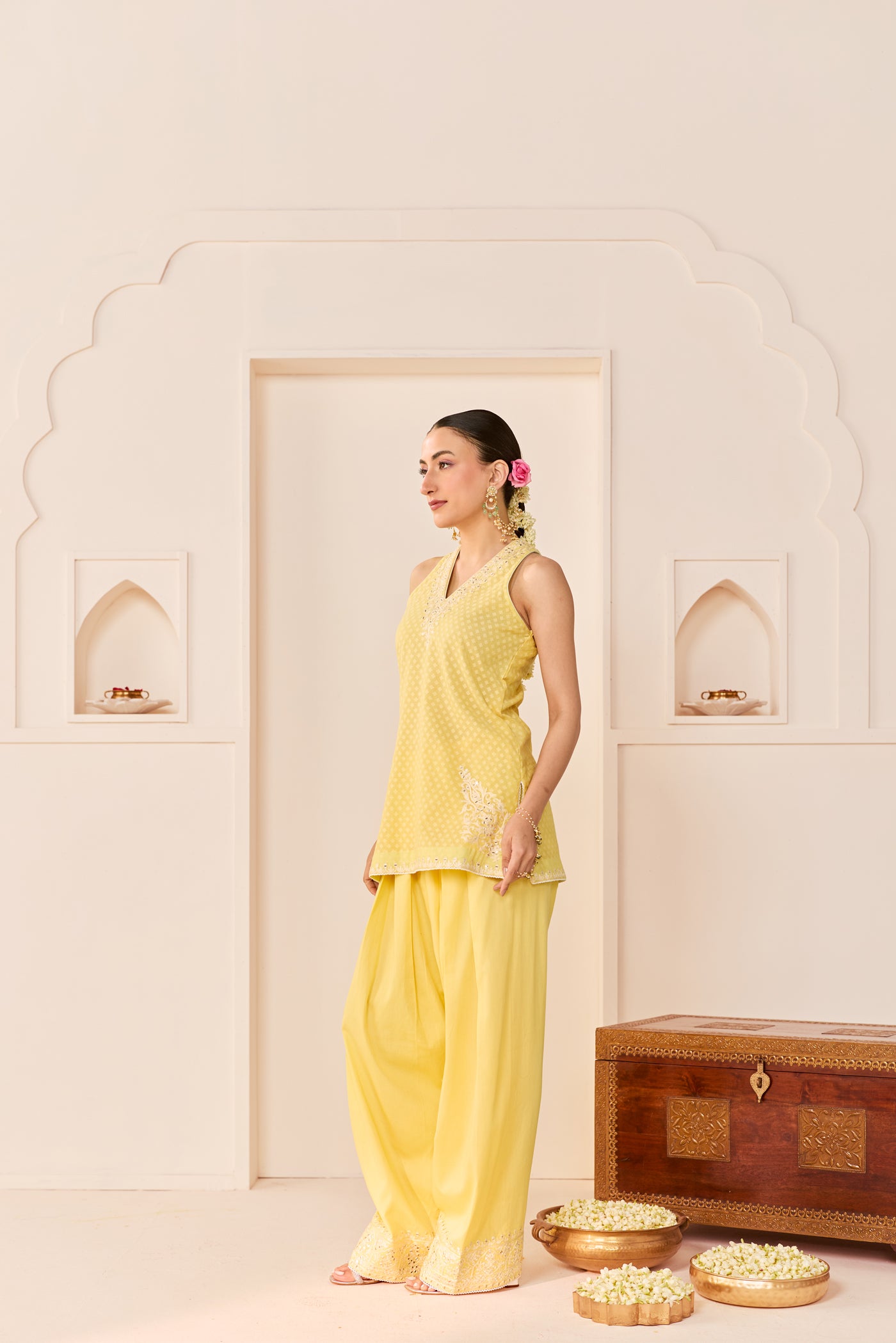 Miral - Lemon Yellow Short Kurta With Farsi Salwar