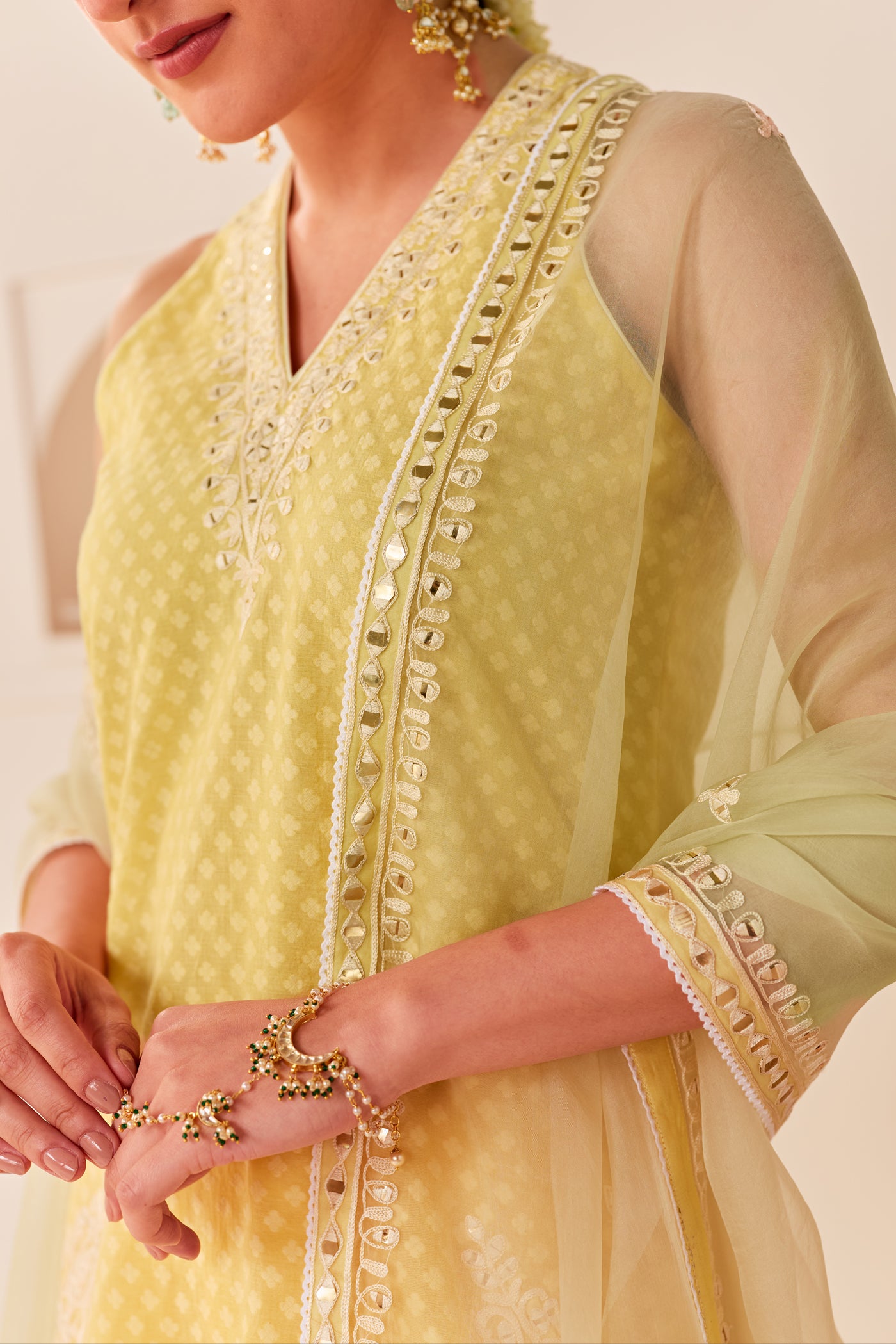 Miral - Lemon Yellow Short Kurta With Farsi Salwar