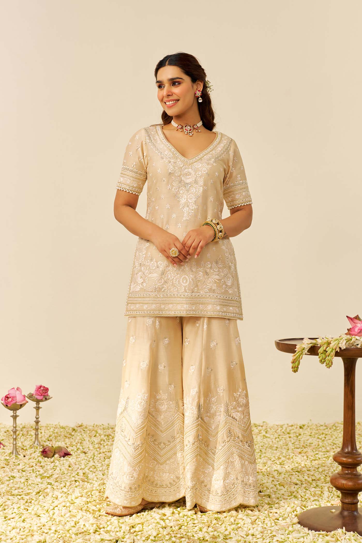 SAMEEHA - SHORT KURTA WITH SHARARA