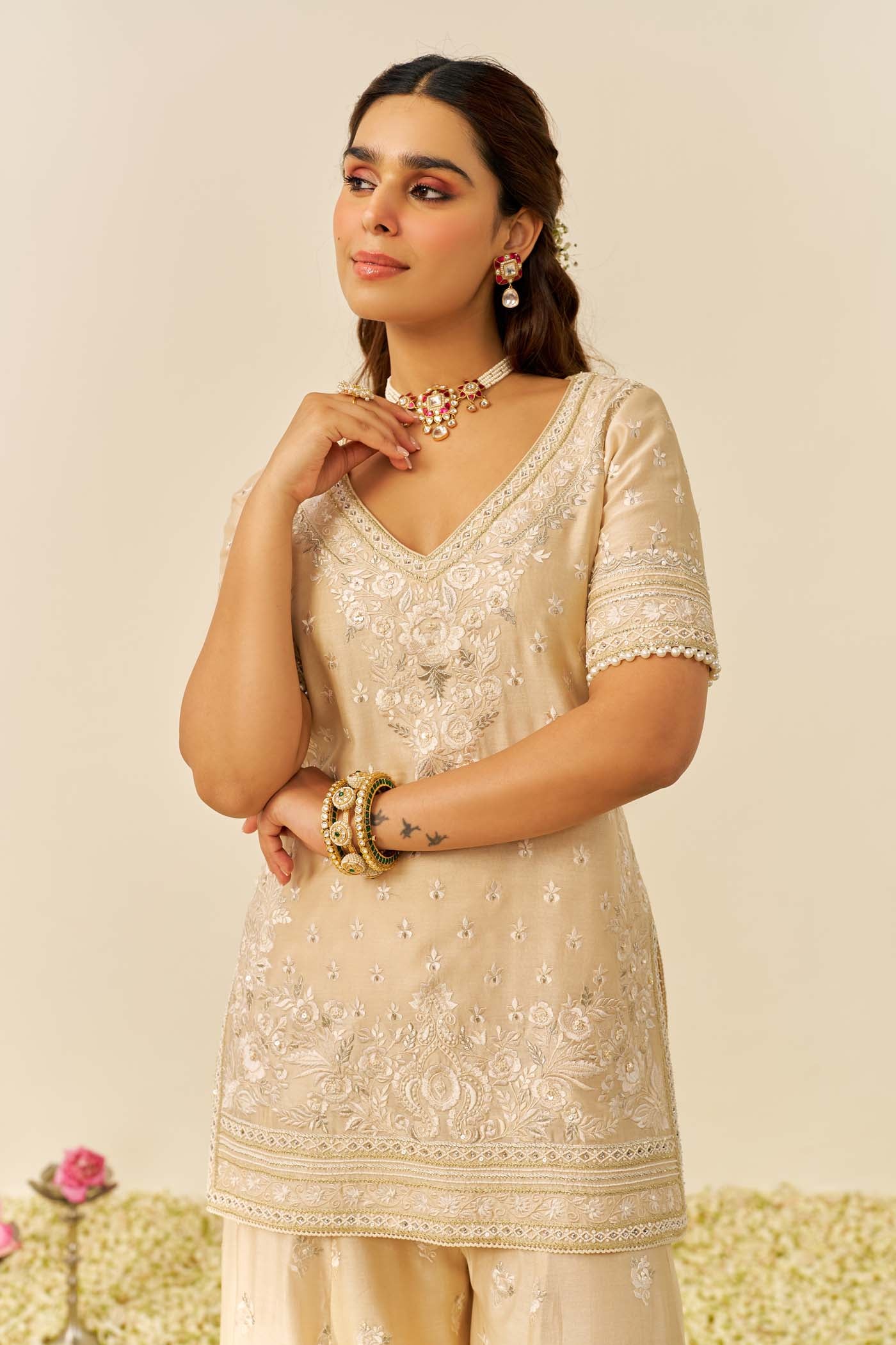 SAMEEHA - SHORT KURTA WITH SHARARA
